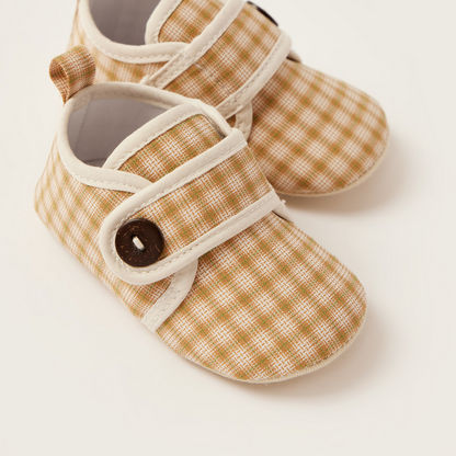 Juniors Chequered Booties with Hook and Loop Closure