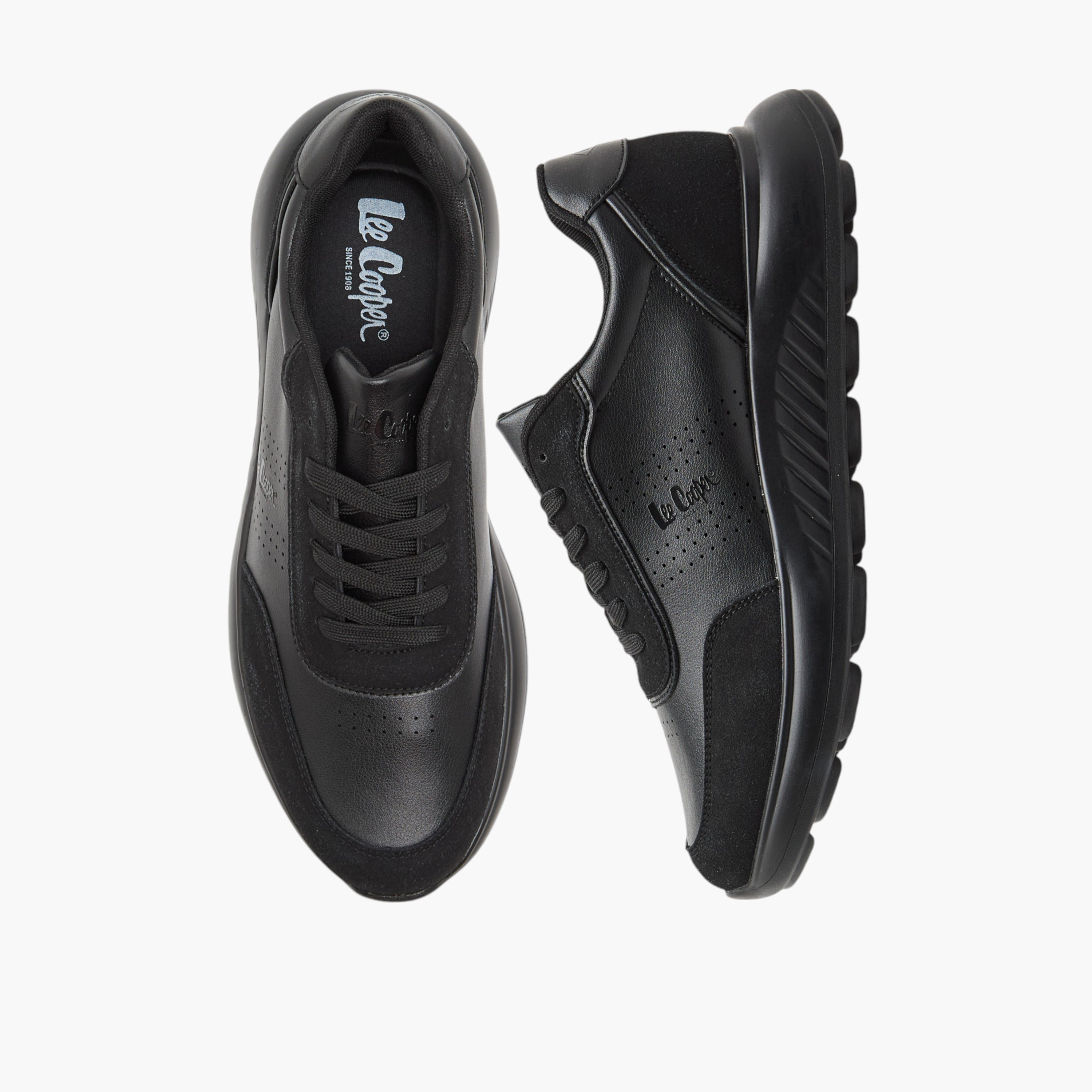 Lee Cooper Men's Panelled Sneakers with Lace-Up Closure-men-shoes-sneakers-image-1