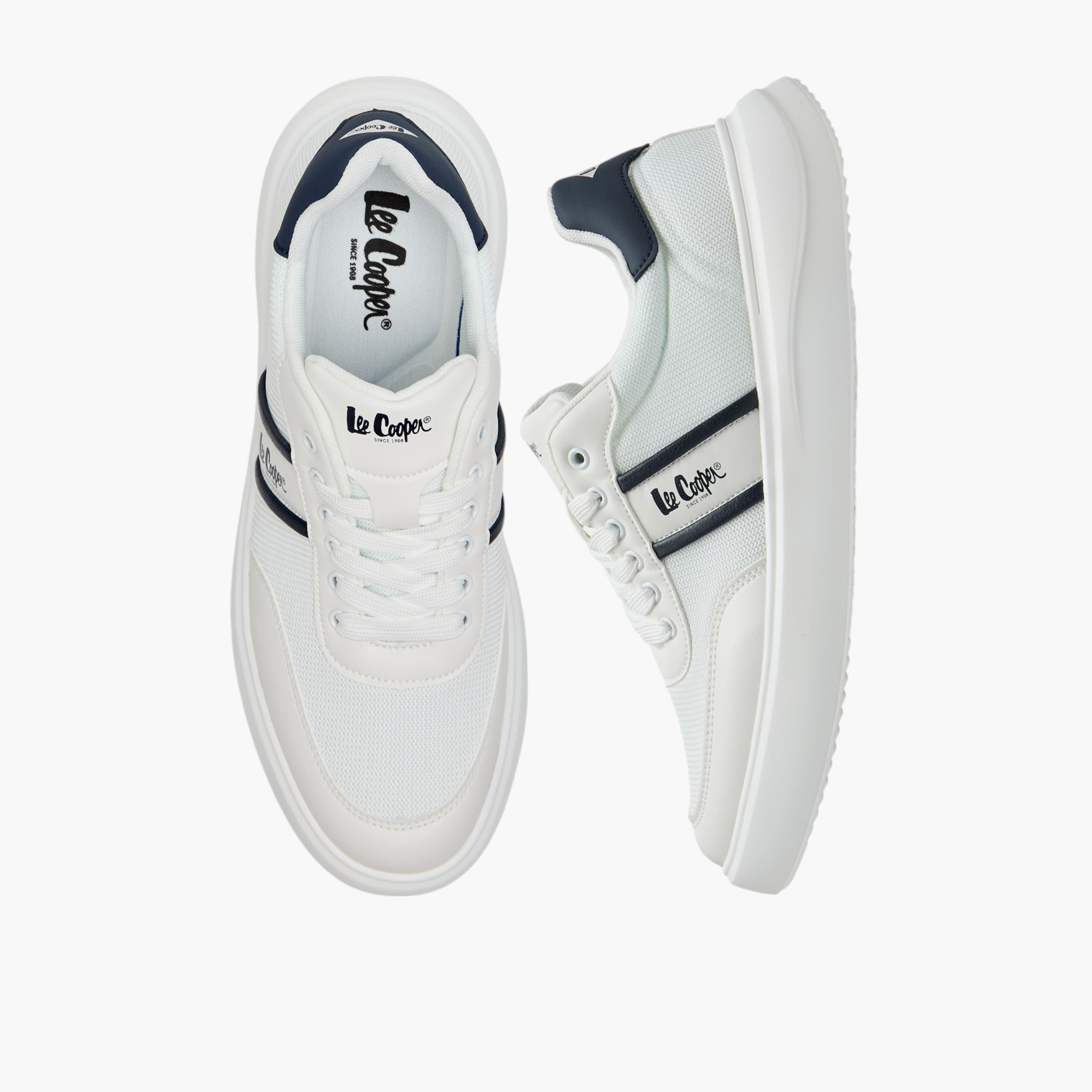 Lee Cooper Men's Logo Print Panelled Sneakers with Lace-Up Closure-men-shoes-sneakers-image-1