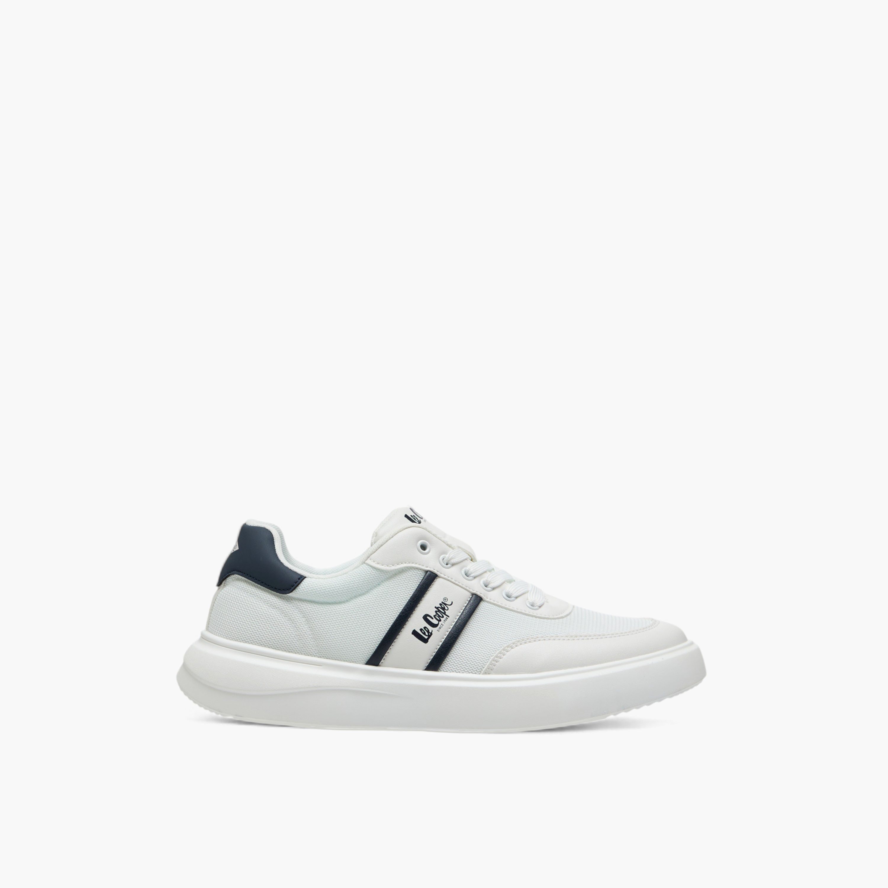 Lee Cooper Men's Logo Print Panelled Sneakers with Lace-Up Closure-men-shoes-sneakers-image-3