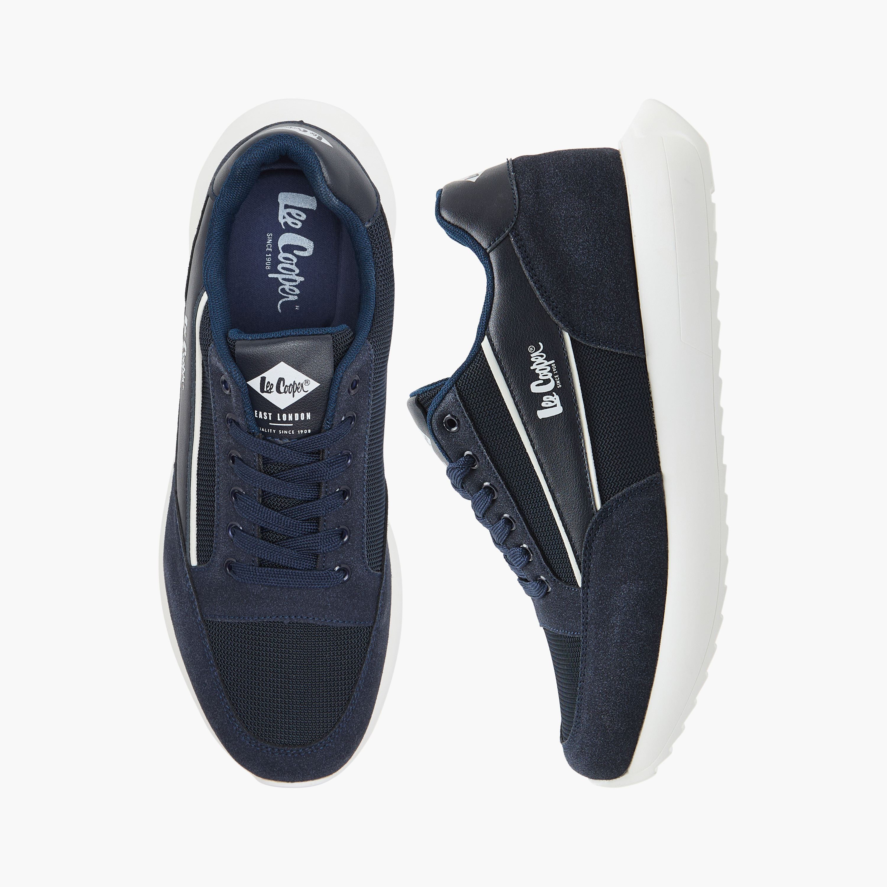 Lee Cooper Men's Logo Print Panelled Lace-Up Sneakers-men-shoes-sneakers-image-1