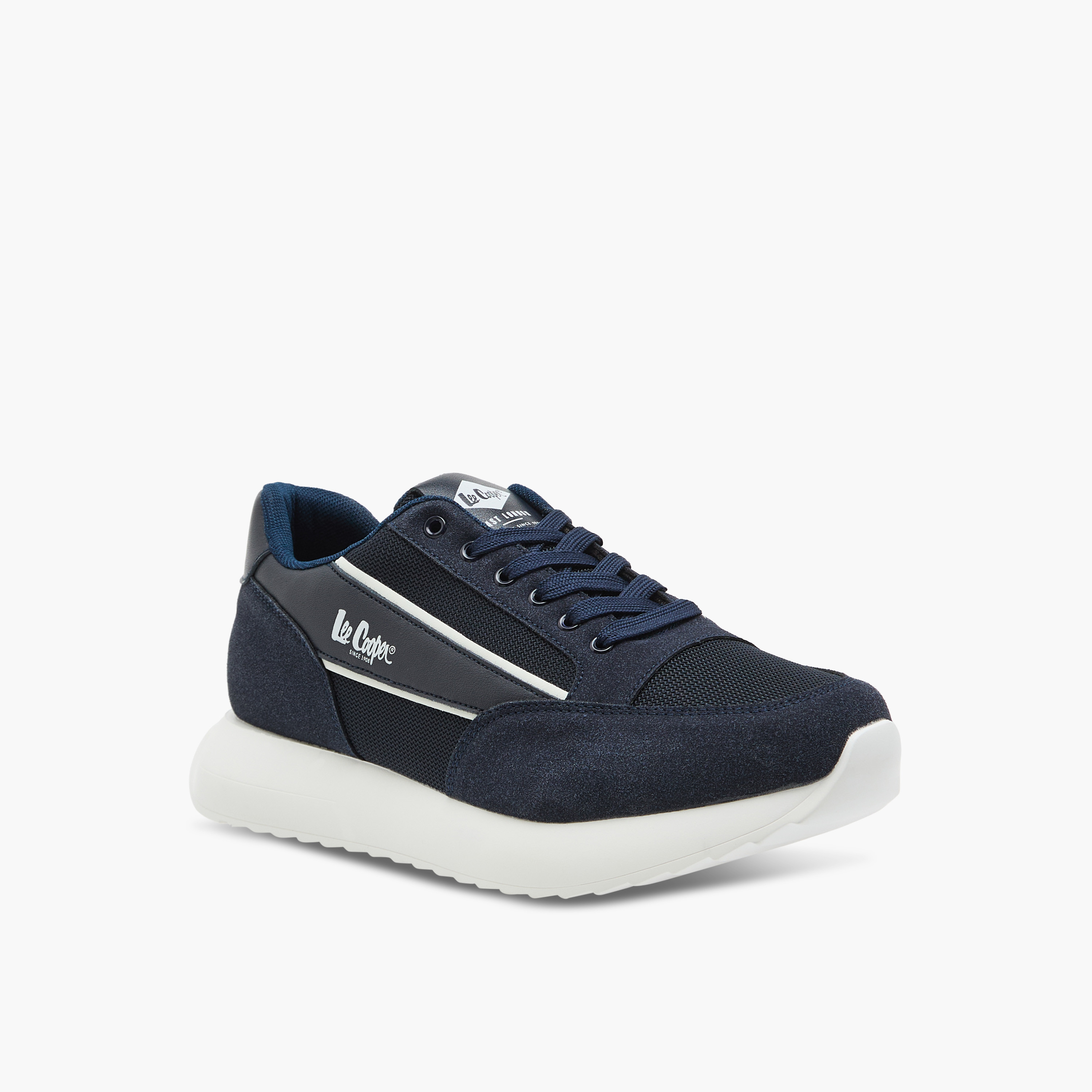 Lee Cooper Men's Logo Print Panelled Lace-Up Sneakers-men-shoes-sneakers-image-2