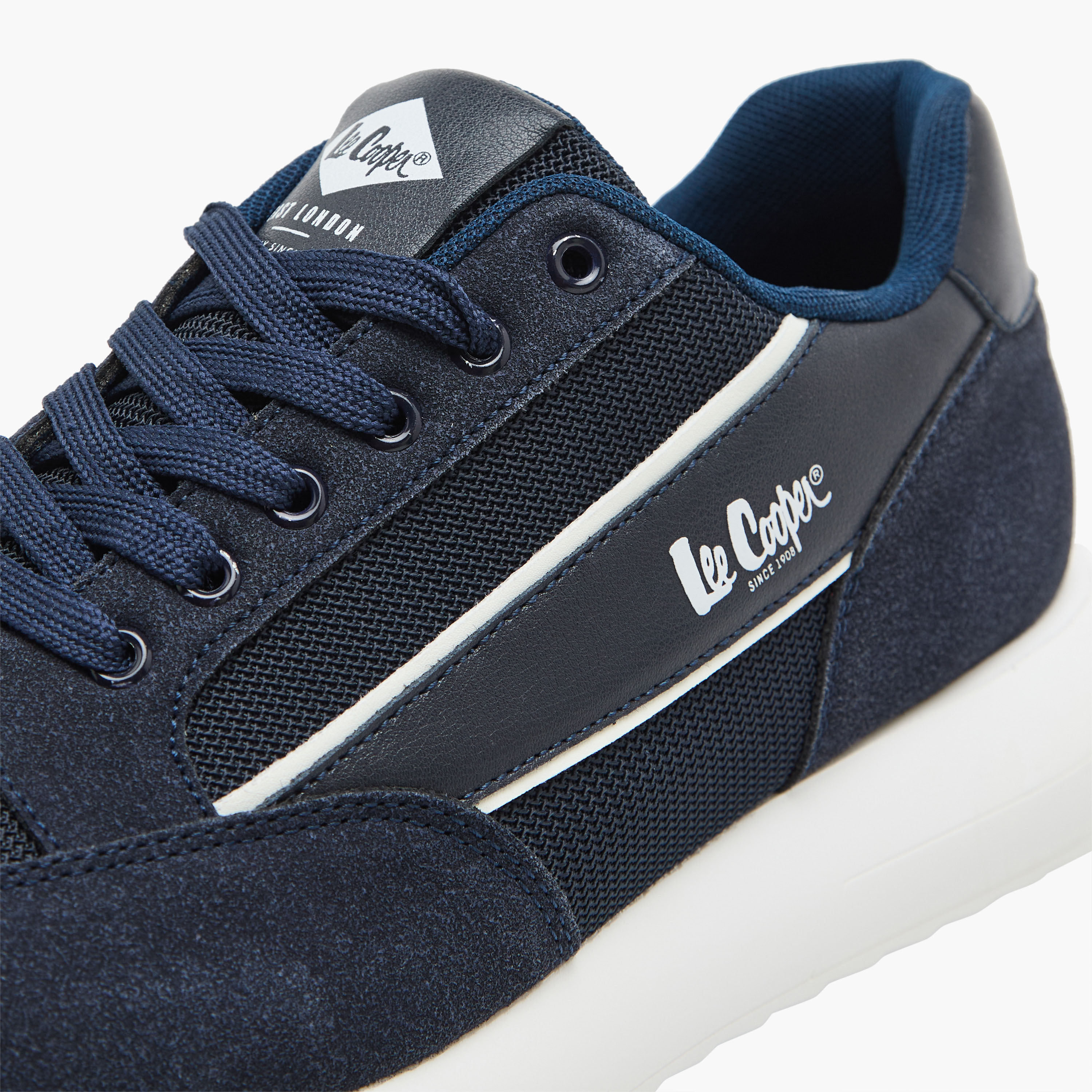 Lee Cooper Men's Logo Print Panelled Lace-Up Sneakers-men-shoes-sneakers-image-4