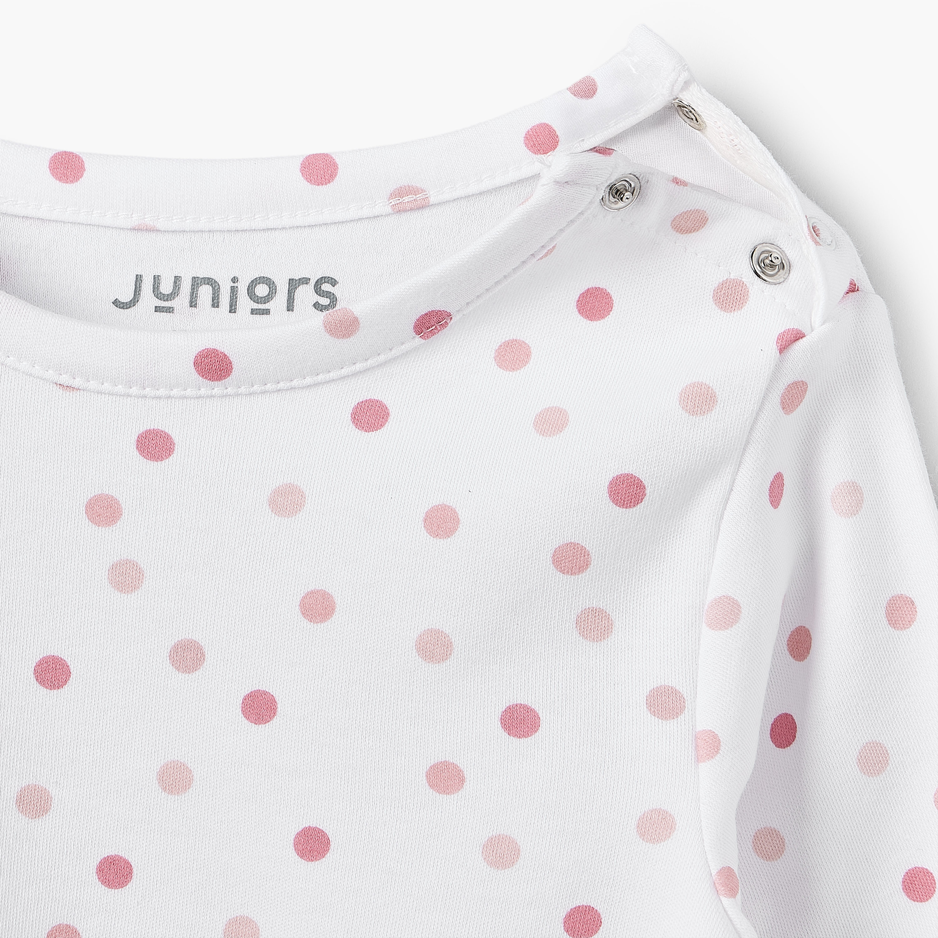 Juniors Cotton Round Neck Long Sleeves Pyjama Set with Polka Dot Print-baby-girls-clothing-nightwear-pyjamasets-image-5