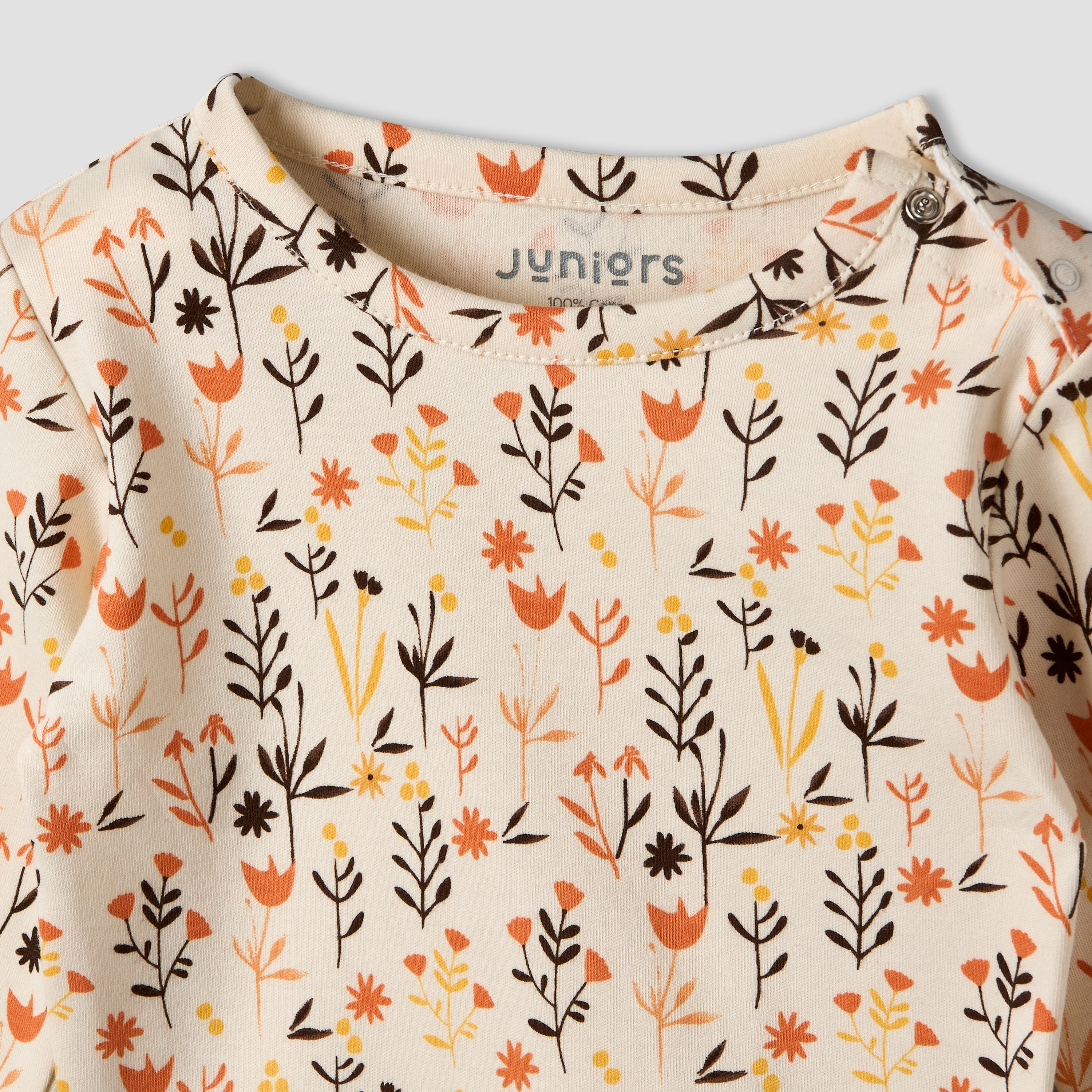 Juniors Cotton Round Neck Long Sleeves Pyjama Set with Floral Print-baby-girls-clothing-nightwear-pyjamasets-image-5