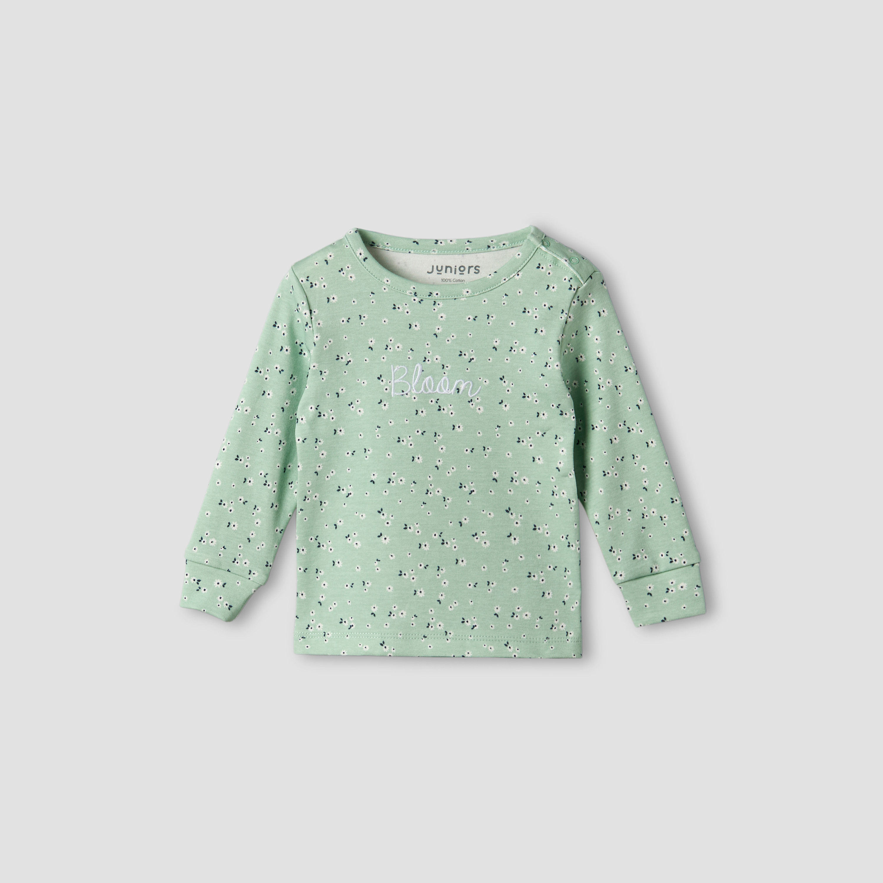 Juniors Cotton Round Neck Long Sleeves Pyjama Set with Floral Print-baby-girls-clothing-nightwear-pyjamasets-image-3