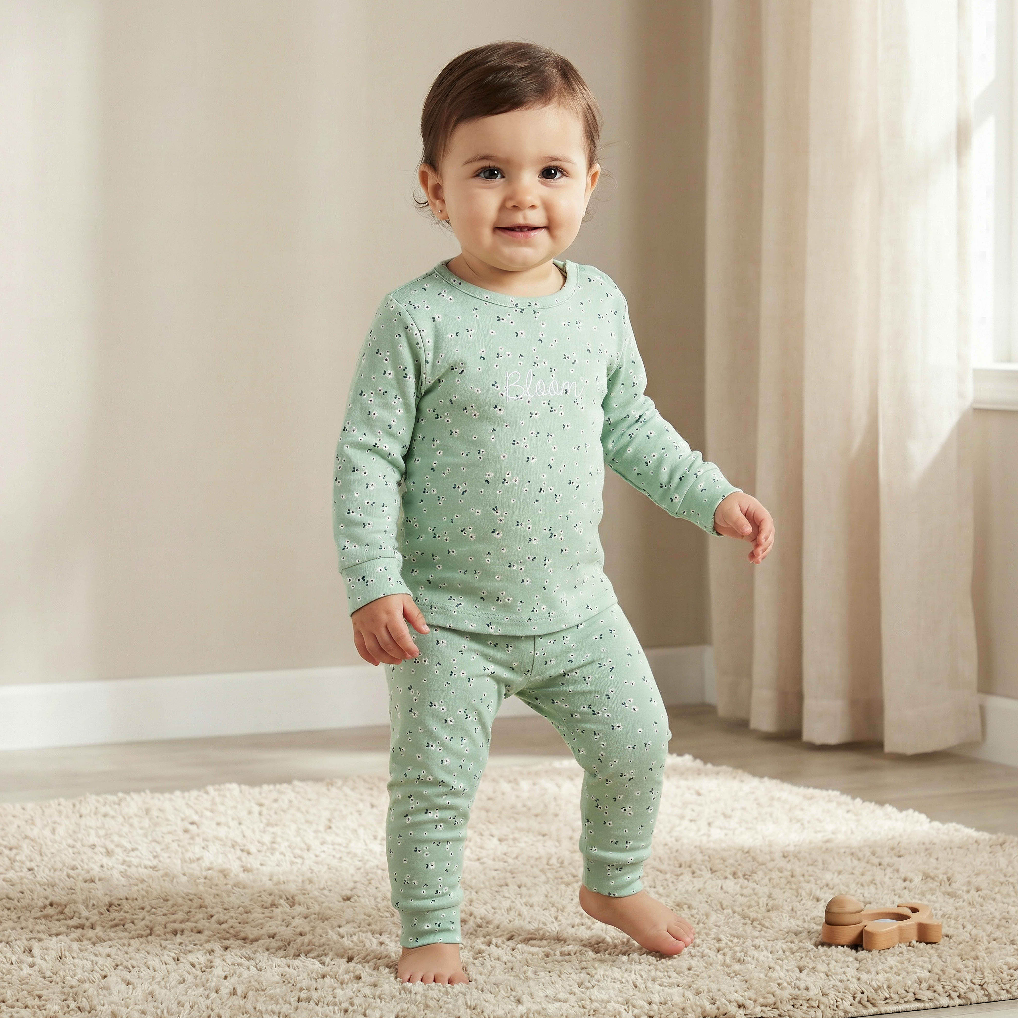 Juniors Cotton Round Neck Long Sleeves Pyjama Set with Floral Print-baby-girls-clothing-nightwear-pyjamasets-image-1