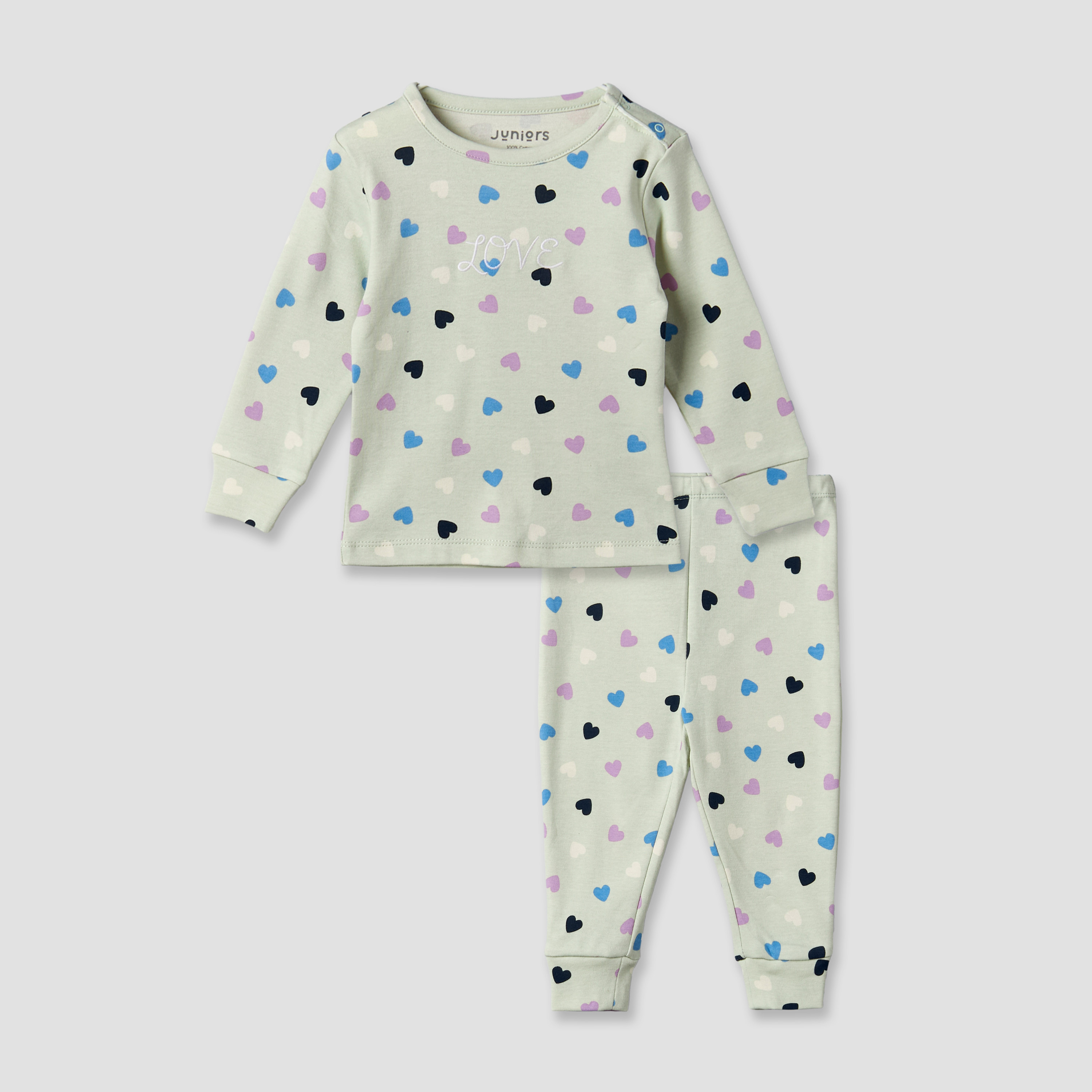 طقم بنطلون بيجاما وتيشيرت قطن برقبة مستديرة وأكمام طويلة وطبعات من جونيورز-baby-girls-clothing-nightwear-pyjamasets-image-2
