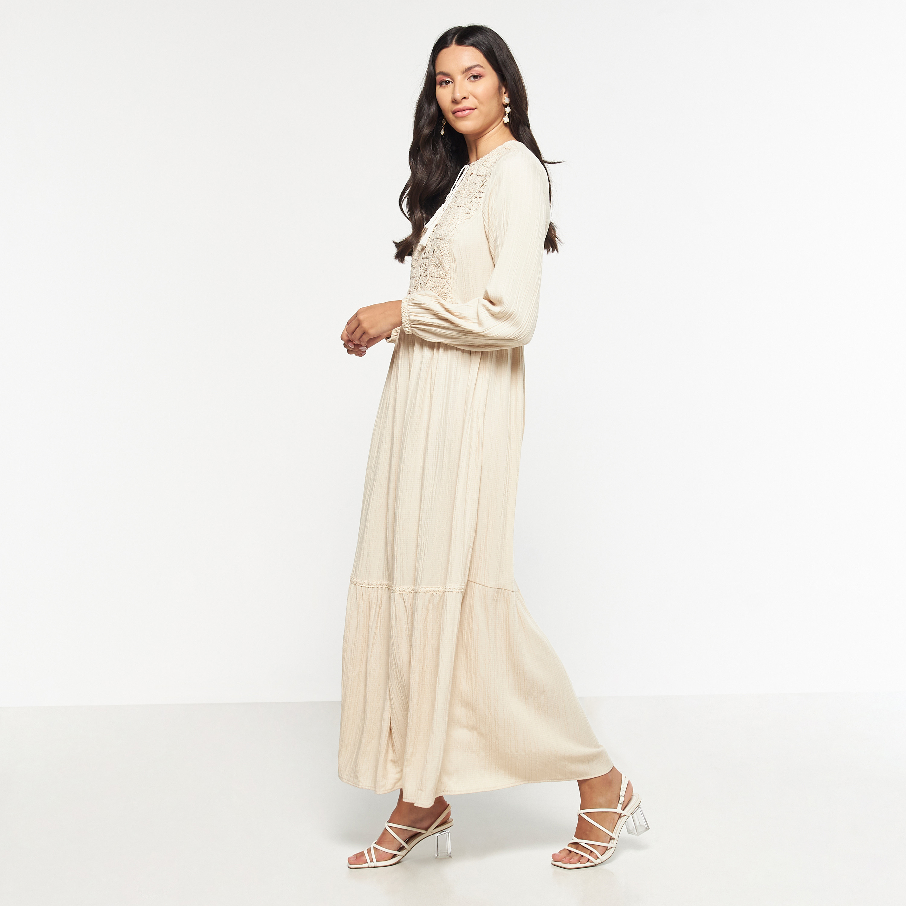 FYOR Crochet Embroidered Flared Maxi Dress with Long Sleeves-women-clothing-dresses-image-2