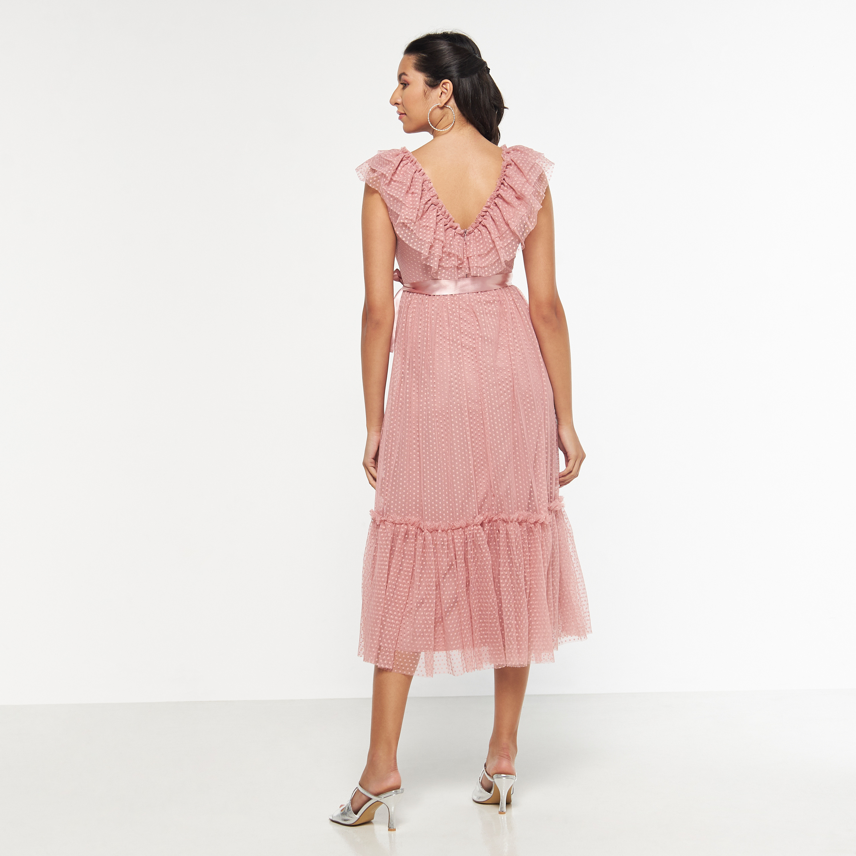 فستان متعدد الطبقات دون أكمام بحزام ربط وكشكش من فيور-women-clothing-dresses-image-7