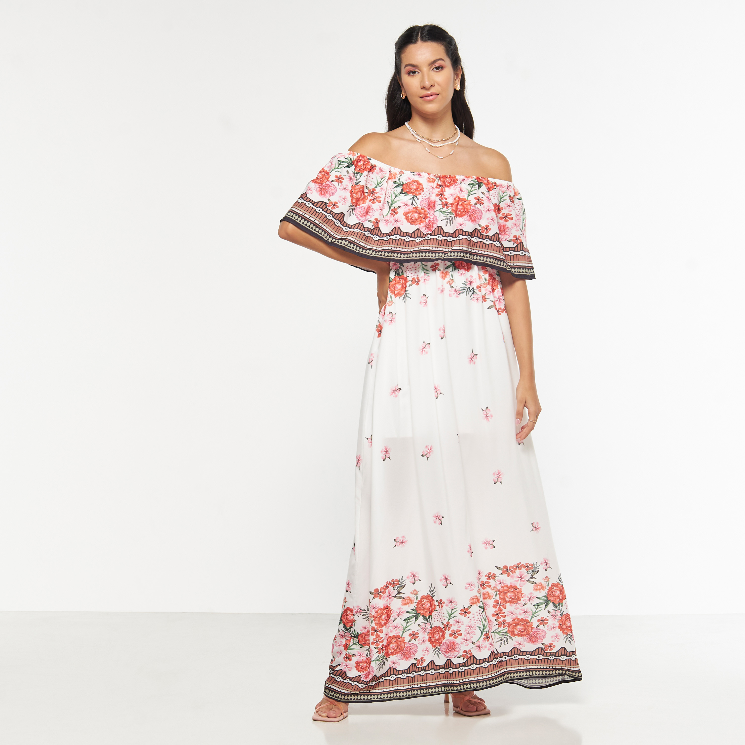 فستان بأكتاف مكشوفة وطبعات أزهار من فيور-women-clothing-dresses-image-1