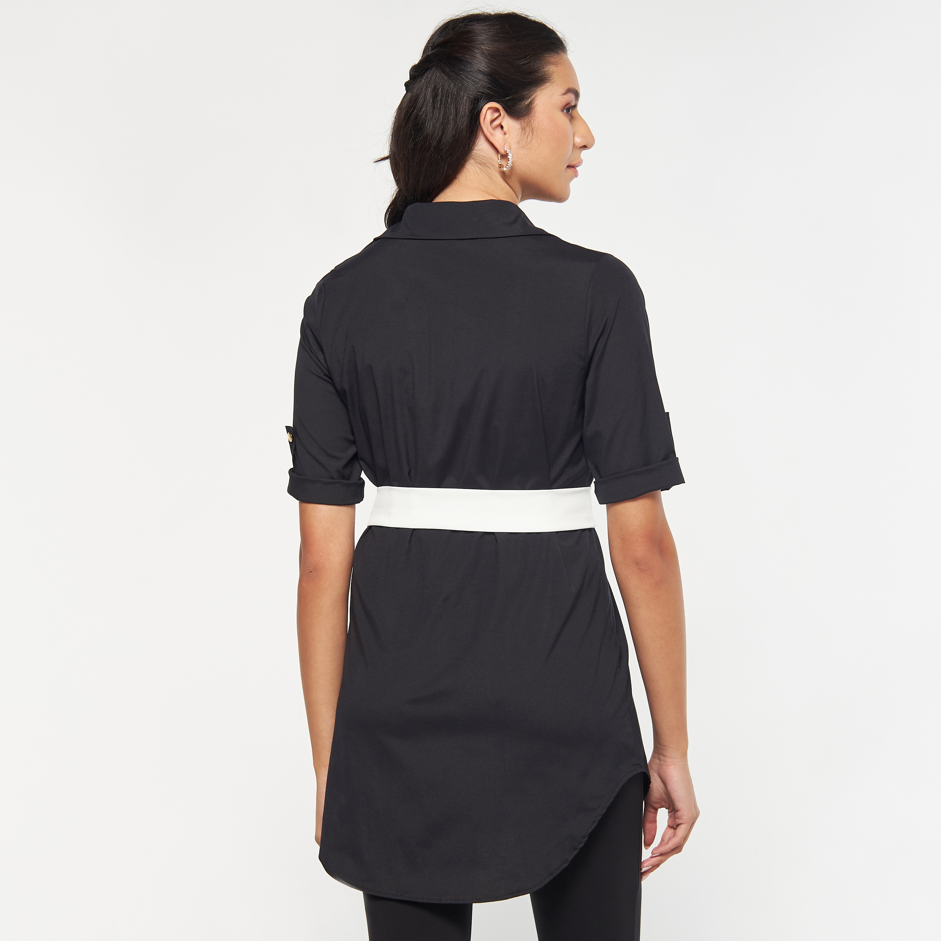 FYOR Tunic Shirt with Belt and Roll-Up Sleeves-women-clothing-shirtsandblouses-blouses-image-3