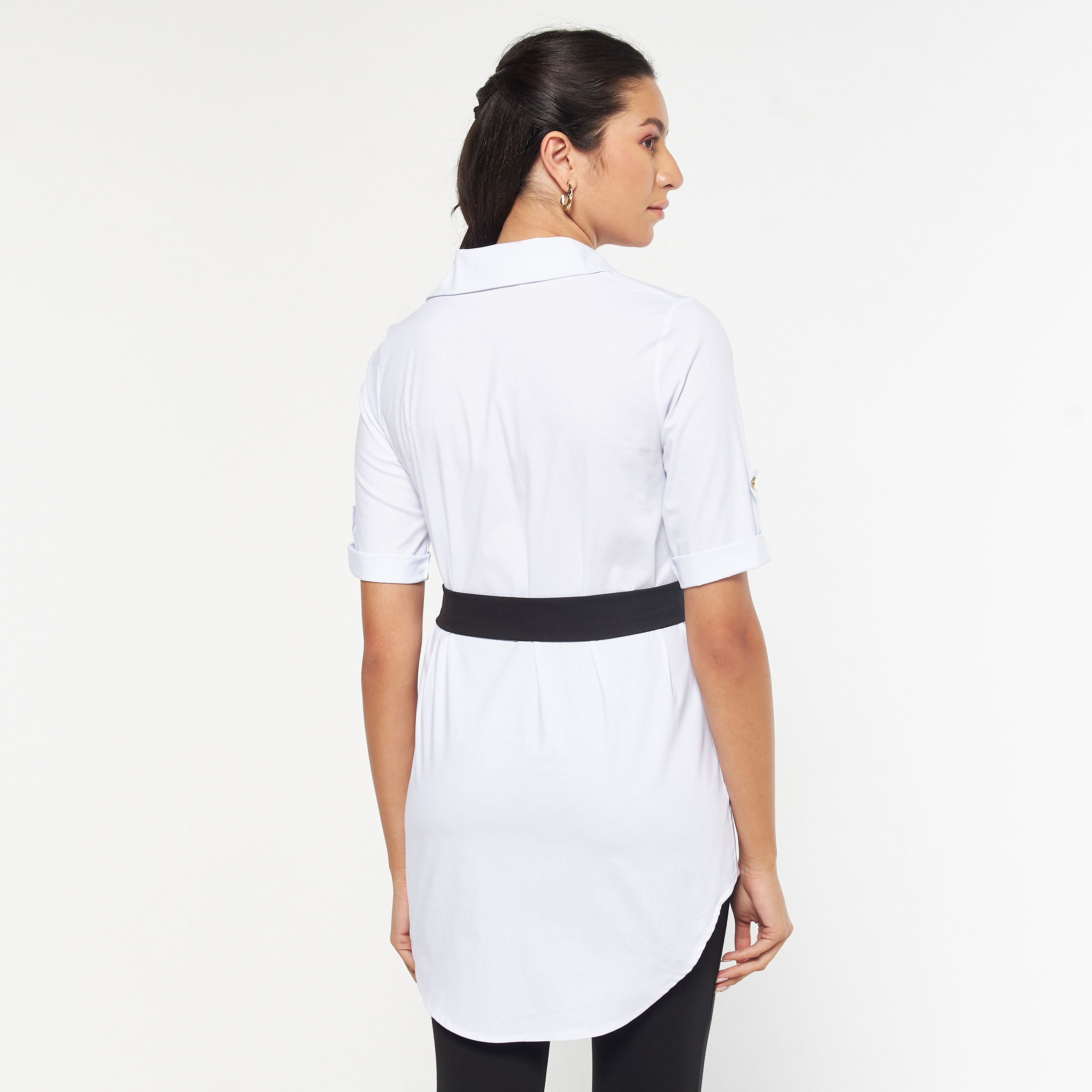 قميص تونيك بأكمام مثنية لأعلى وحزام من فيور-women-clothing-shirtsandblouses-blouses-image-11