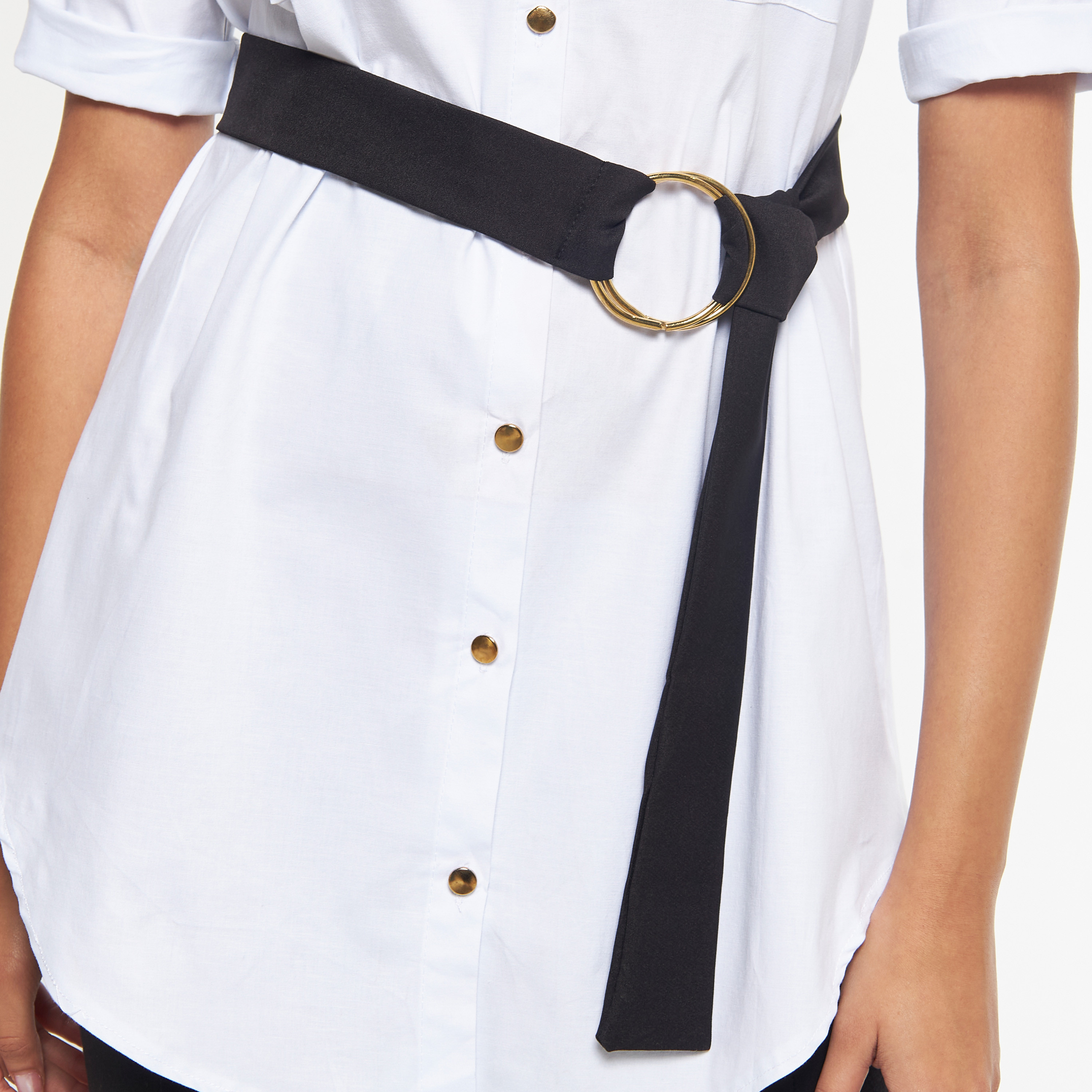 قميص تونيك بأكمام مثنية لأعلى وحزام من فيور-women-clothing-shirtsandblouses-blouses-image-12