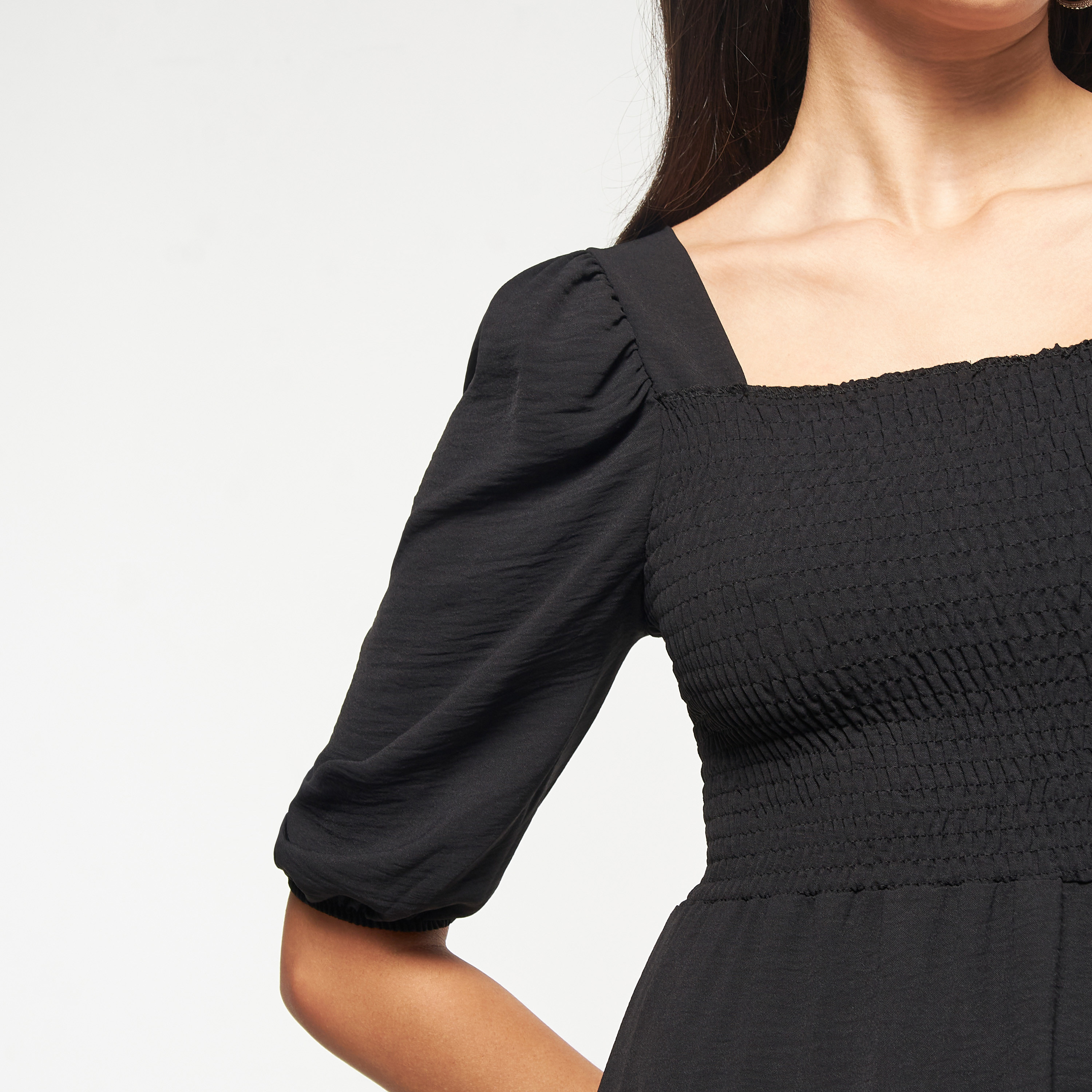 FYOR Fit and Flare Midi Dress with Puff Sleeves-women-clothing-dresses-image-12