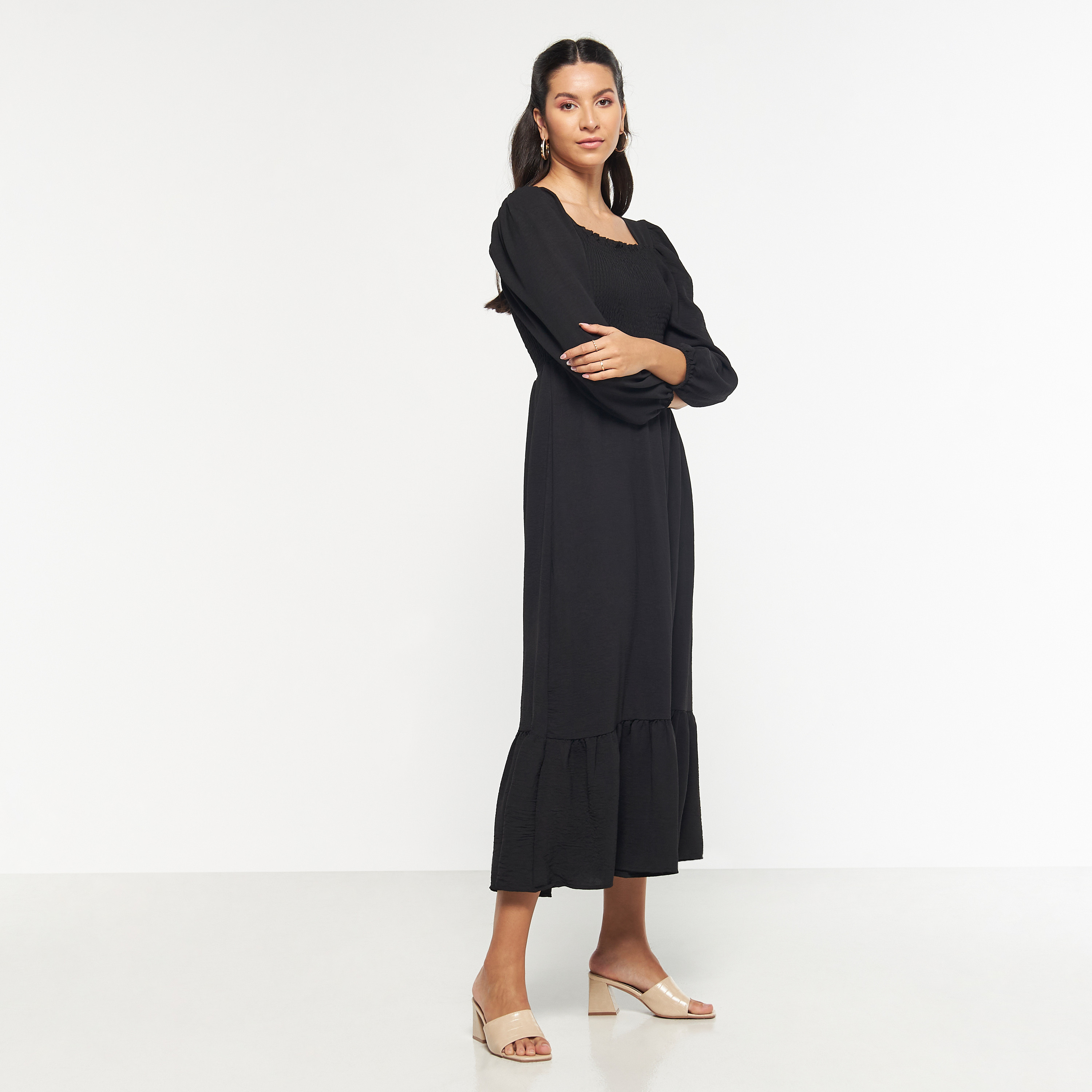 فستان ميدي بأكمام منفوخة من فيور-women-clothing-dresses-image-1