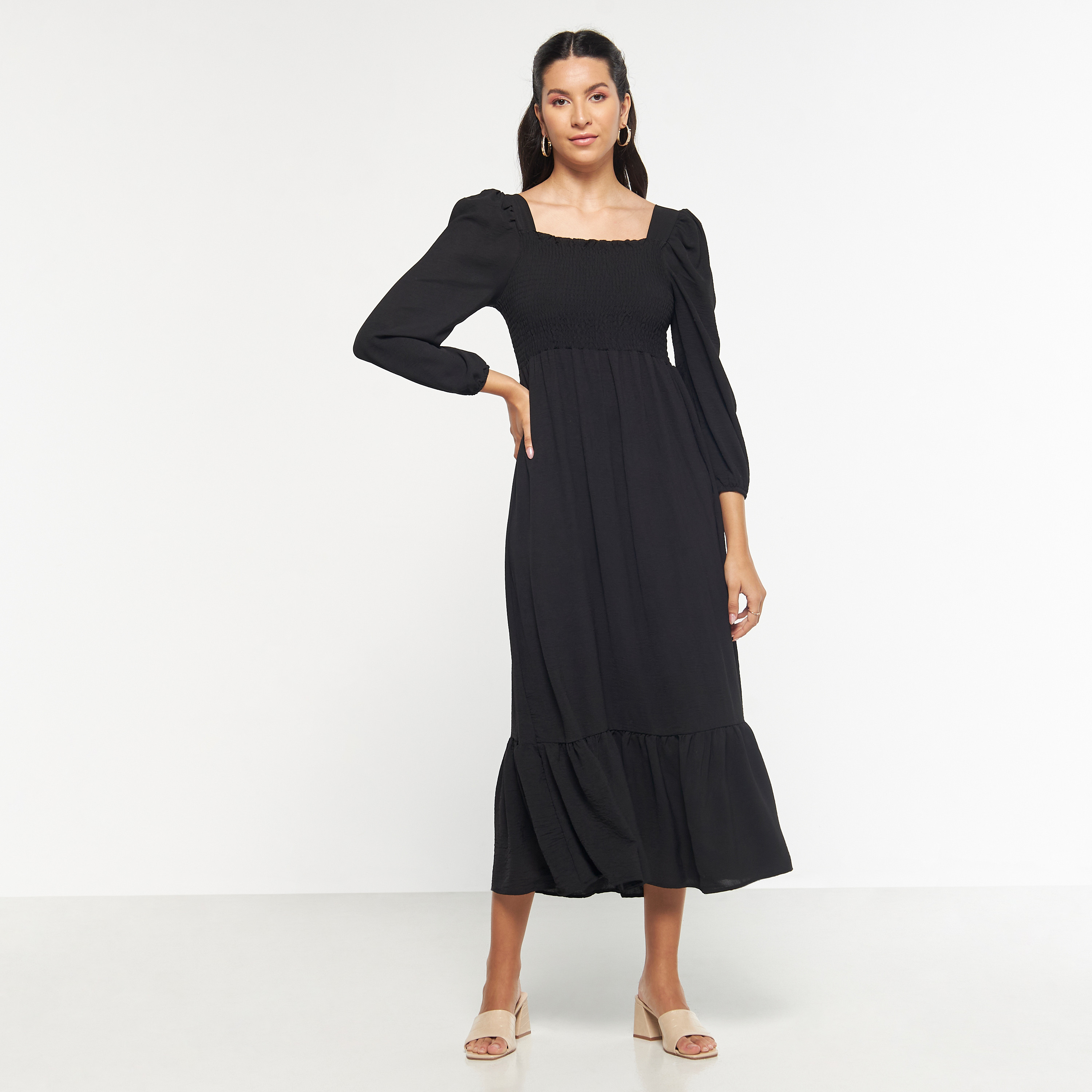 فستان ميدي بأكمام منفوخة من فيور-women-clothing-dresses-image-2