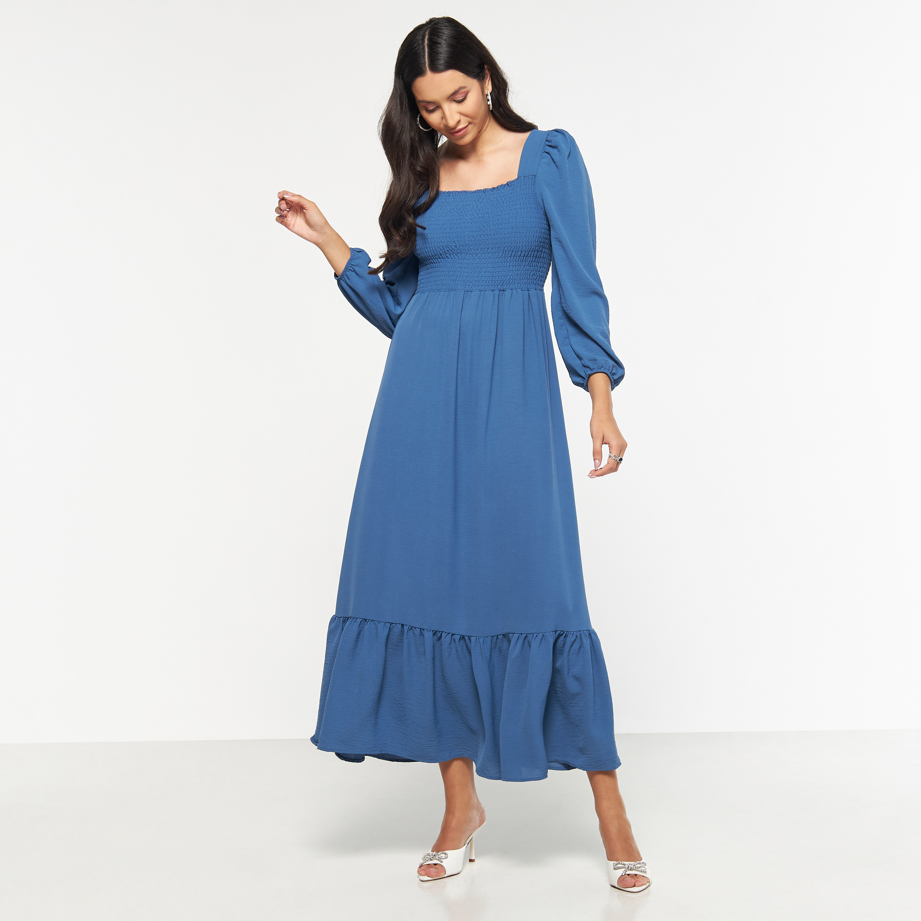 فستان ميدي بأكمام منفوخة من فيور-women-clothing-dresses-image-9