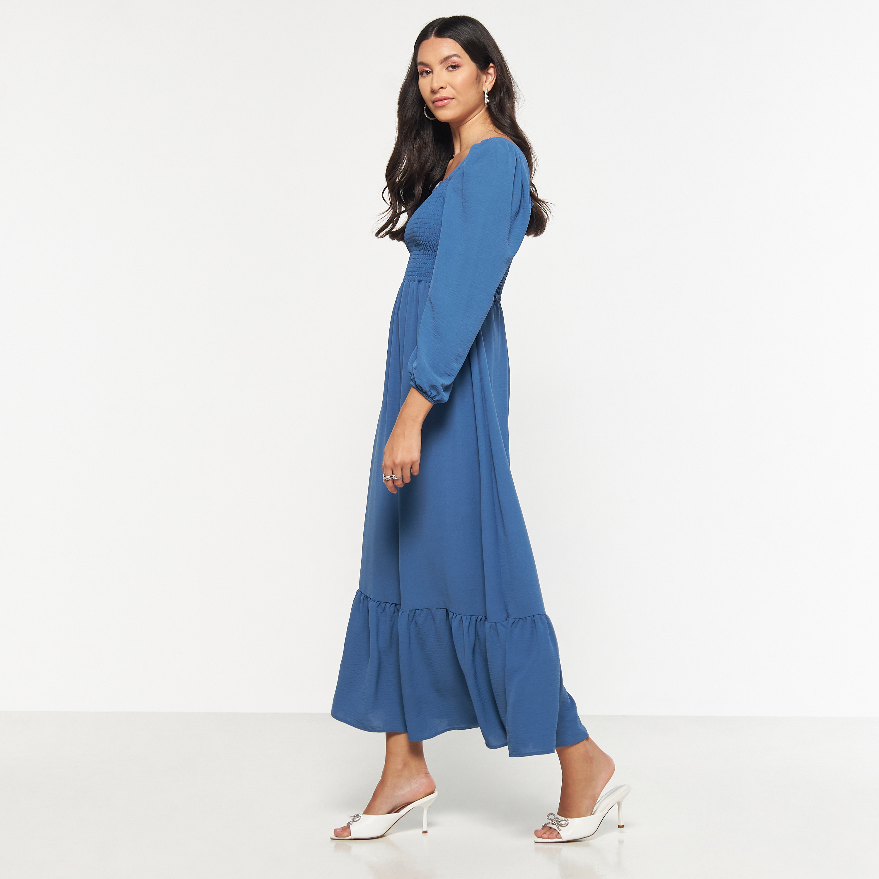 فستان ميدي بأكمام منفوخة من فيور-women-clothing-dresses-image-10
