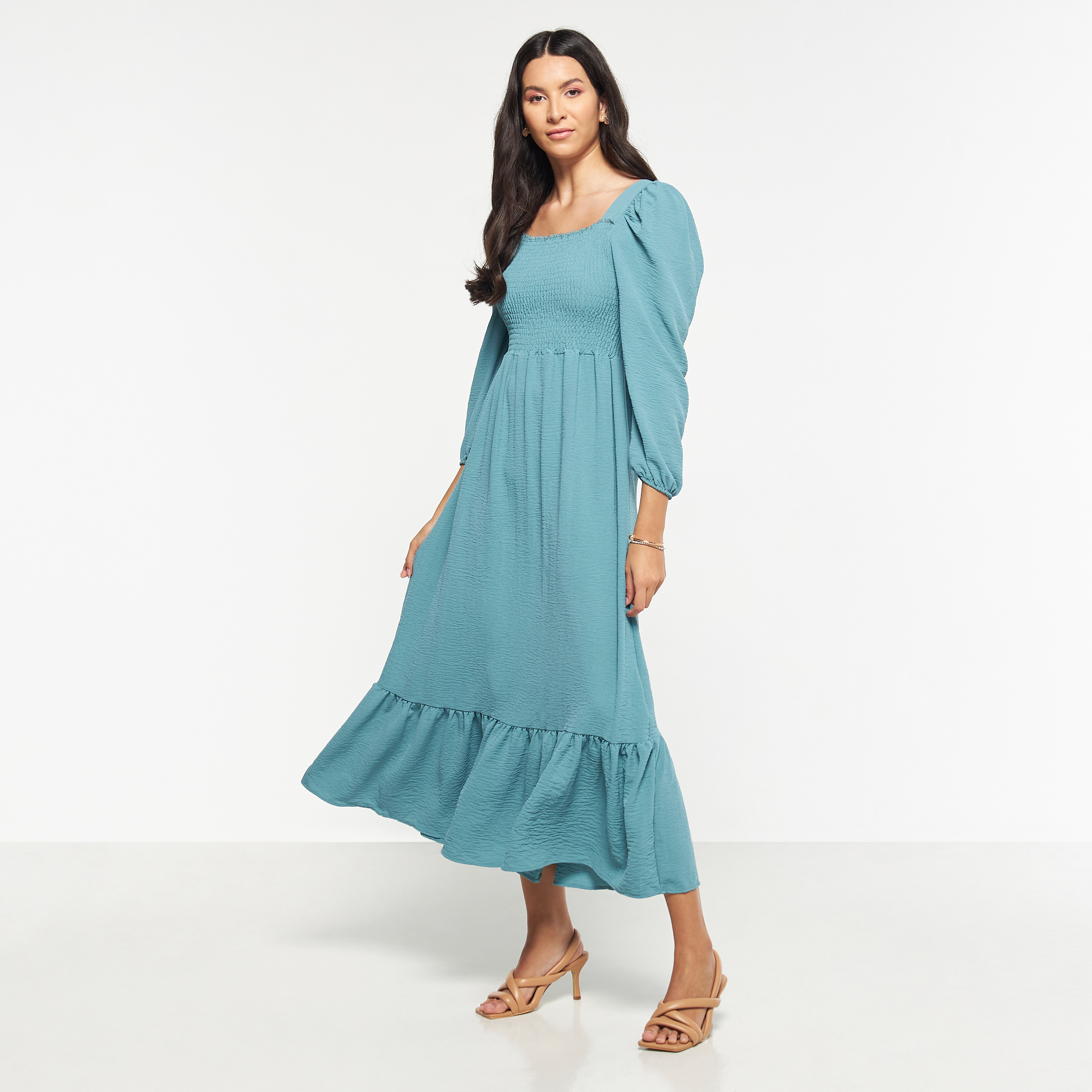 فستان ميدي بأكمام منفوخة من فيور-women-clothing-dresses-image-7