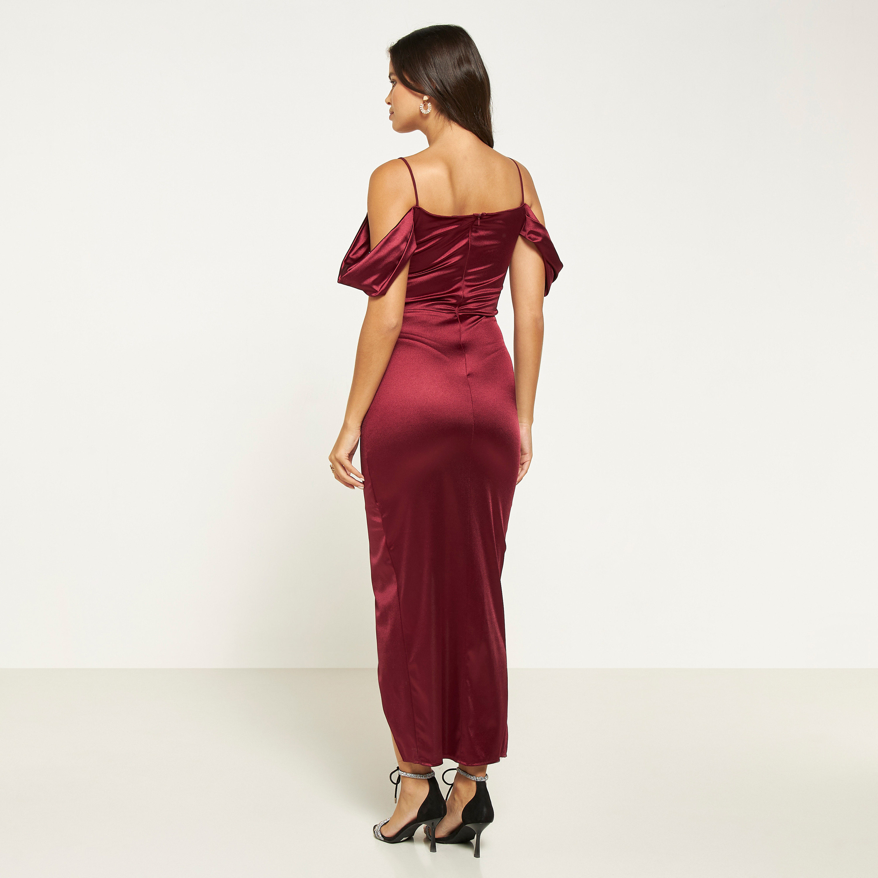FYOR Pleated Off Shoulder Strappy Maxi Dress-women-clothing-dresses-image-3