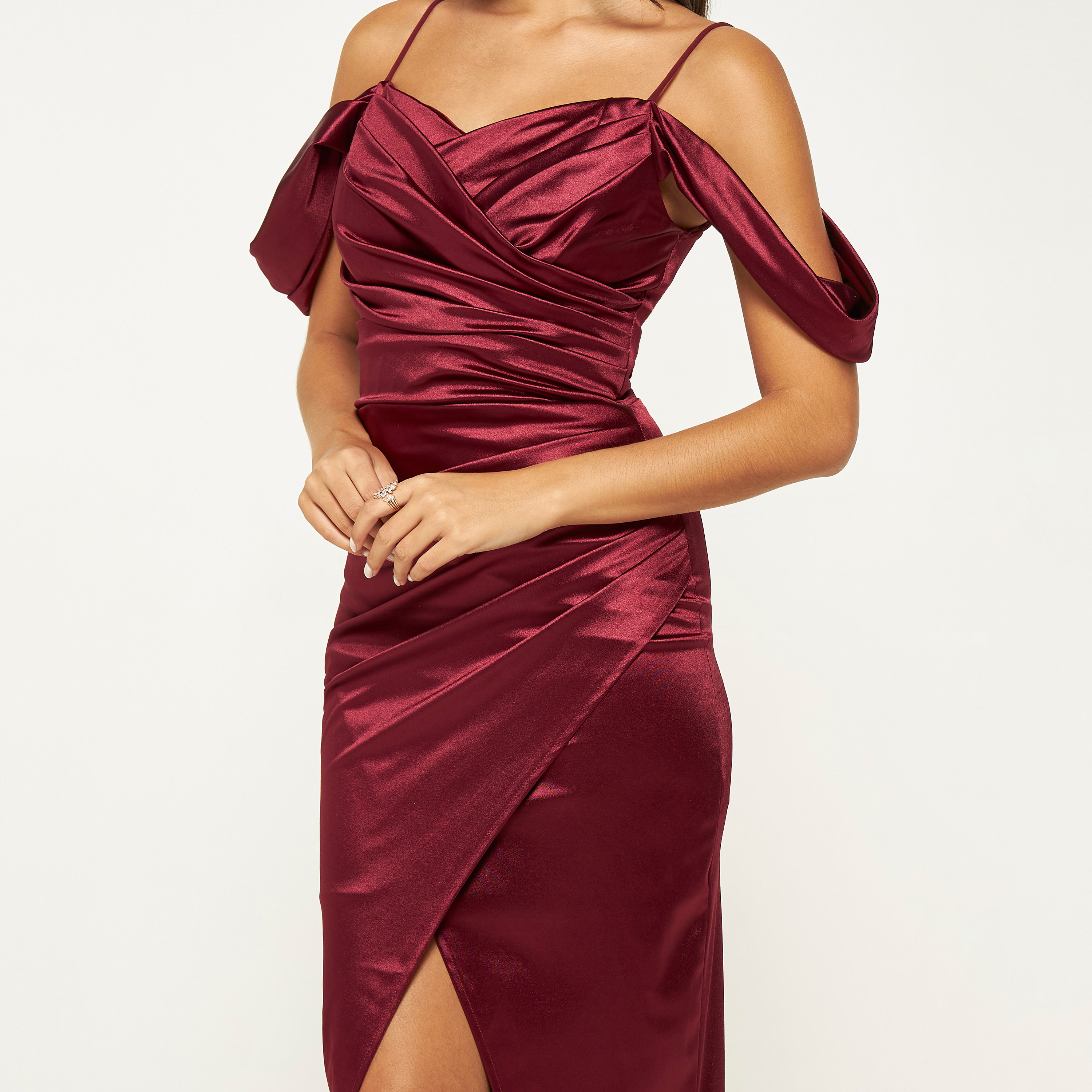 FYOR Pleated Off Shoulder Strappy Maxi Dress-women-clothing-dresses-image-4