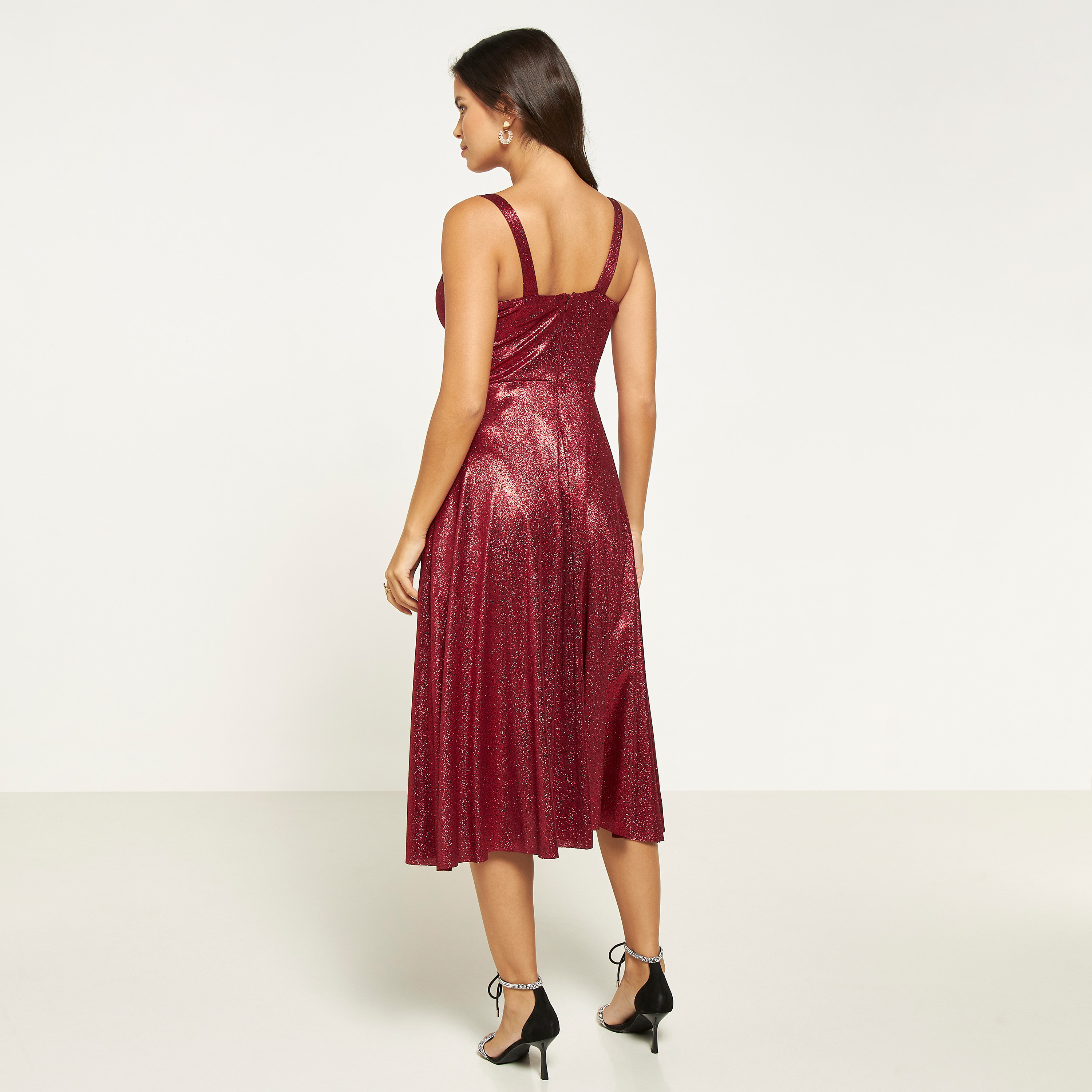 FYOR Strappy Fit and Flare Midi Dress with Sweetheart Neck-women-clothing-dresses-image-27