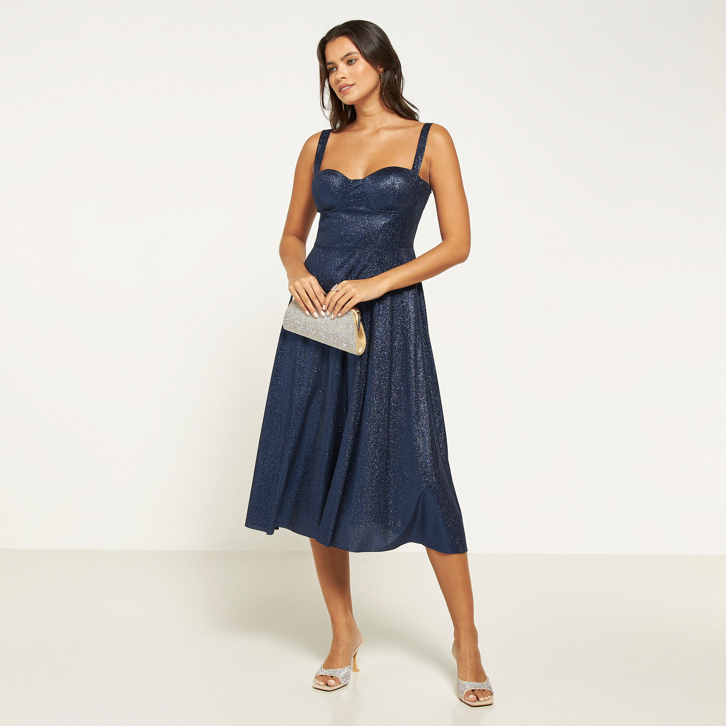 FYOR Strappy Fit and Flare Midi Dress with Sweetheart Neck-women-clothing-dresses-image-6