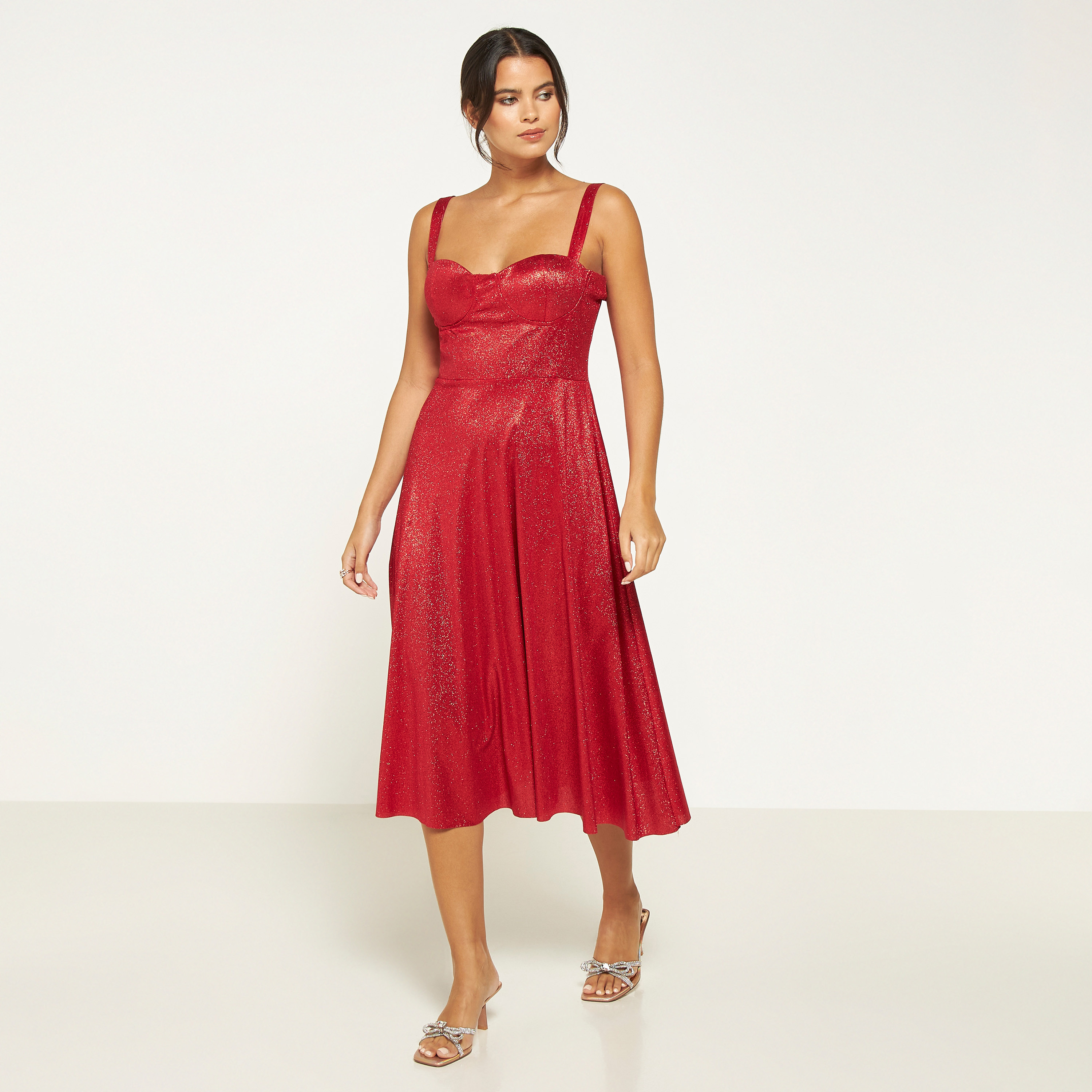 FYOR Strappy Fit and Flare Midi Dress with Sweetheart Neck-women-clothing-dresses-image-13