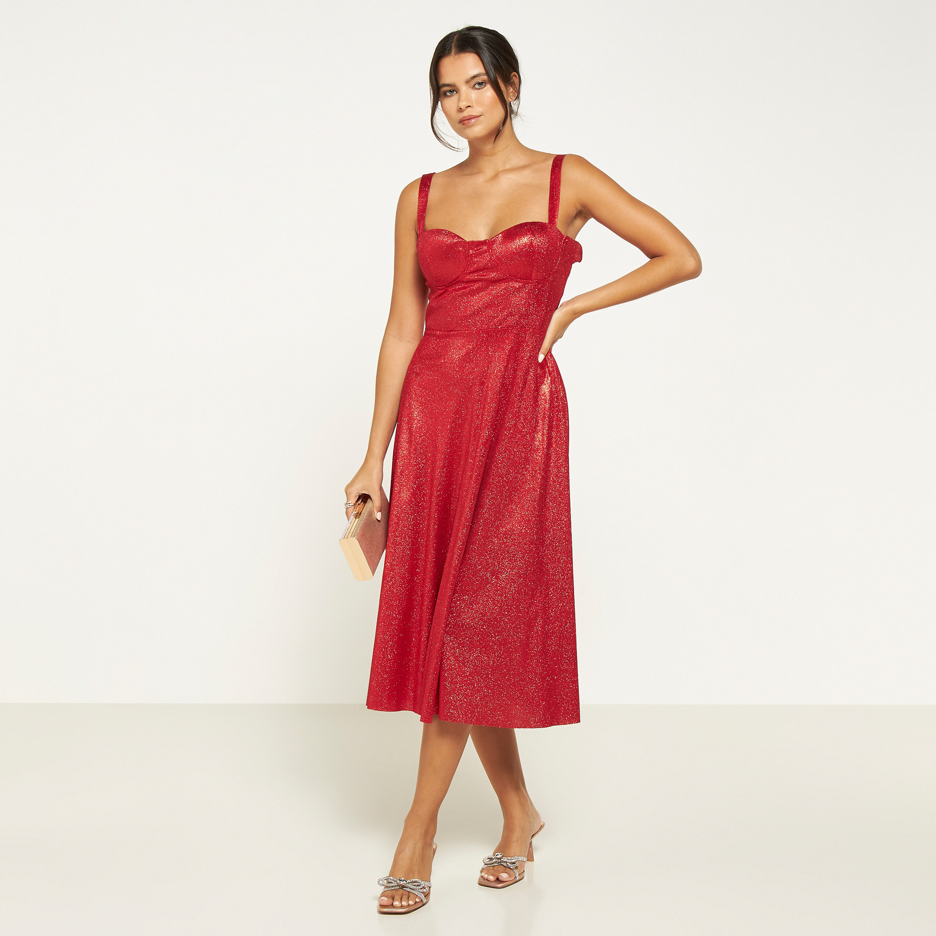 FYOR Strappy Fit and Flare Midi Dress with Sweetheart Neck-women-clothing-dresses-image-14