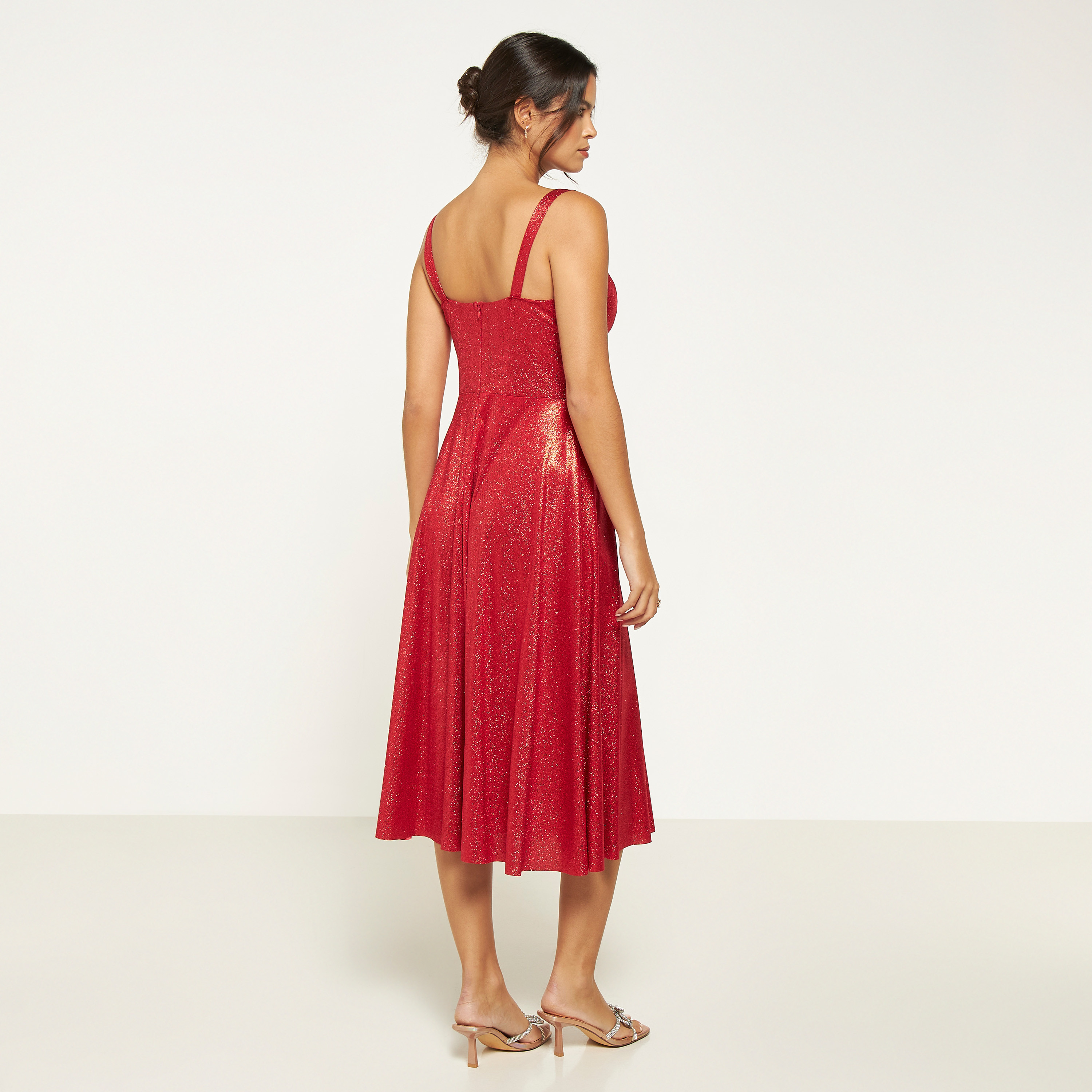FYOR Strappy Fit and Flare Midi Dress with Sweetheart Neck-women-clothing-dresses-image-15