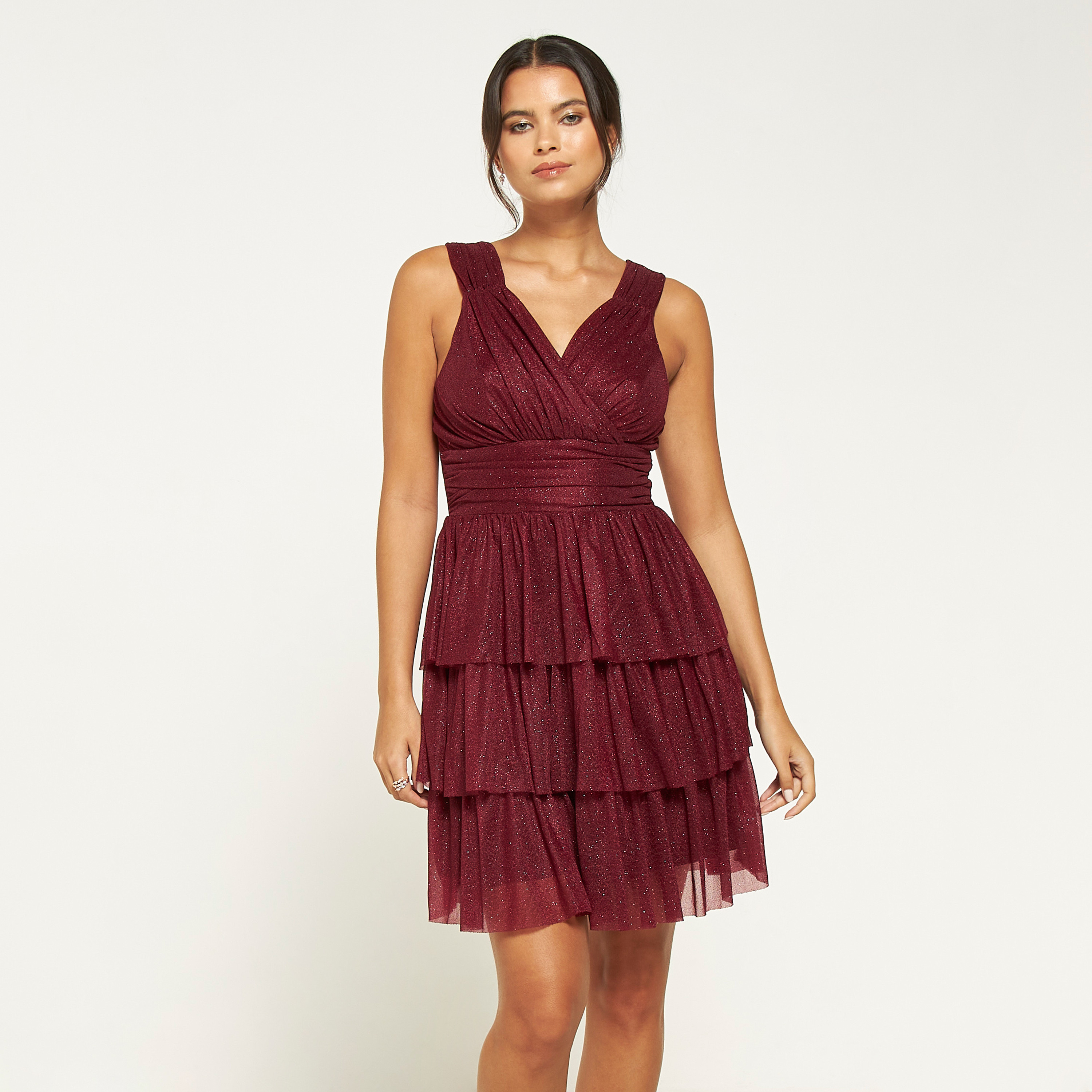 فستان دون أكمام متعدد الطبقات بياقة سويت هارت من فيور-women-clothing-dresses-image-1