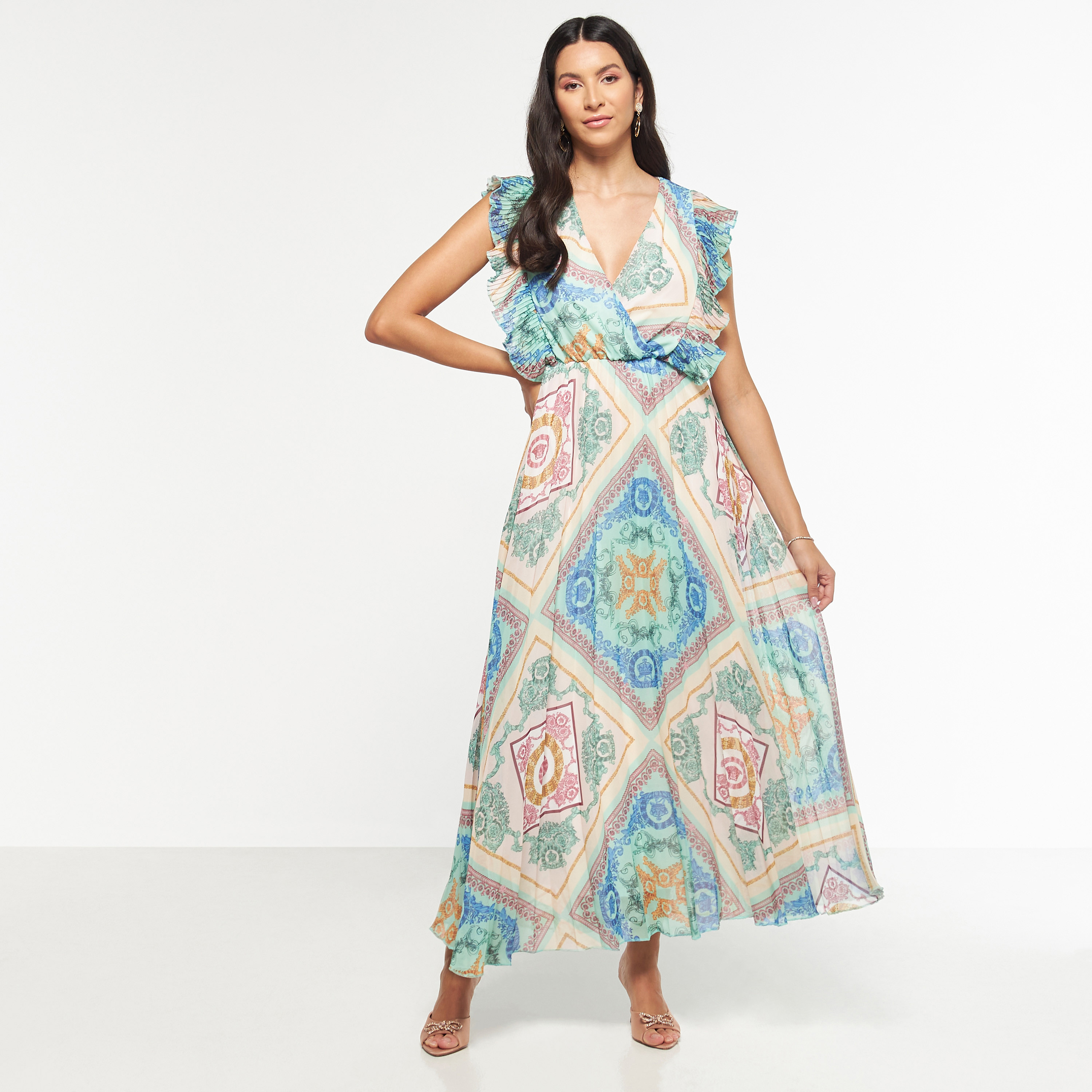 FYOR All-Over Print Sleeveless Maxi A-line Dress with Ruffles-women-clothing-dresses-image-1