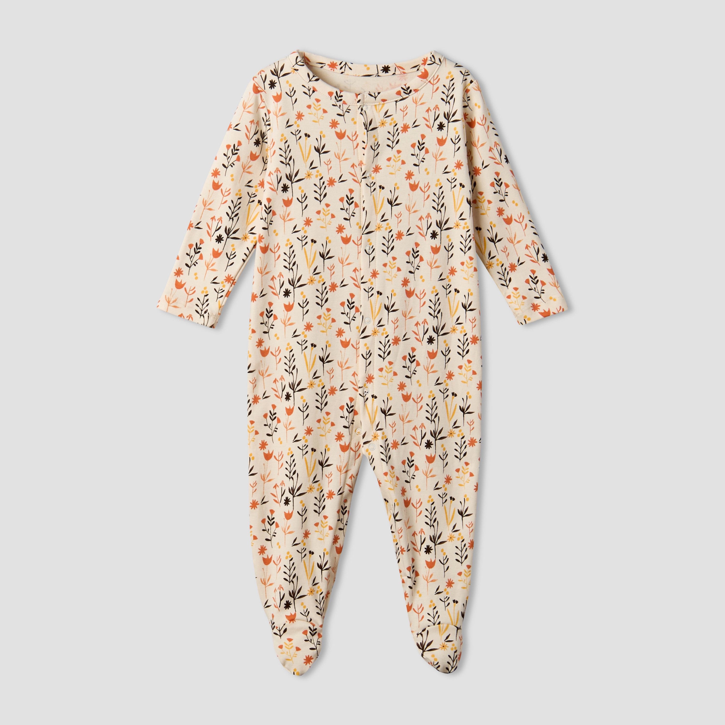 Pack of 3 Juniors Cotton Round Neck Long Sleeve Sleepsuit with Floral Print-baby-girls-clothing-nightwear-sleepsuits-image-3