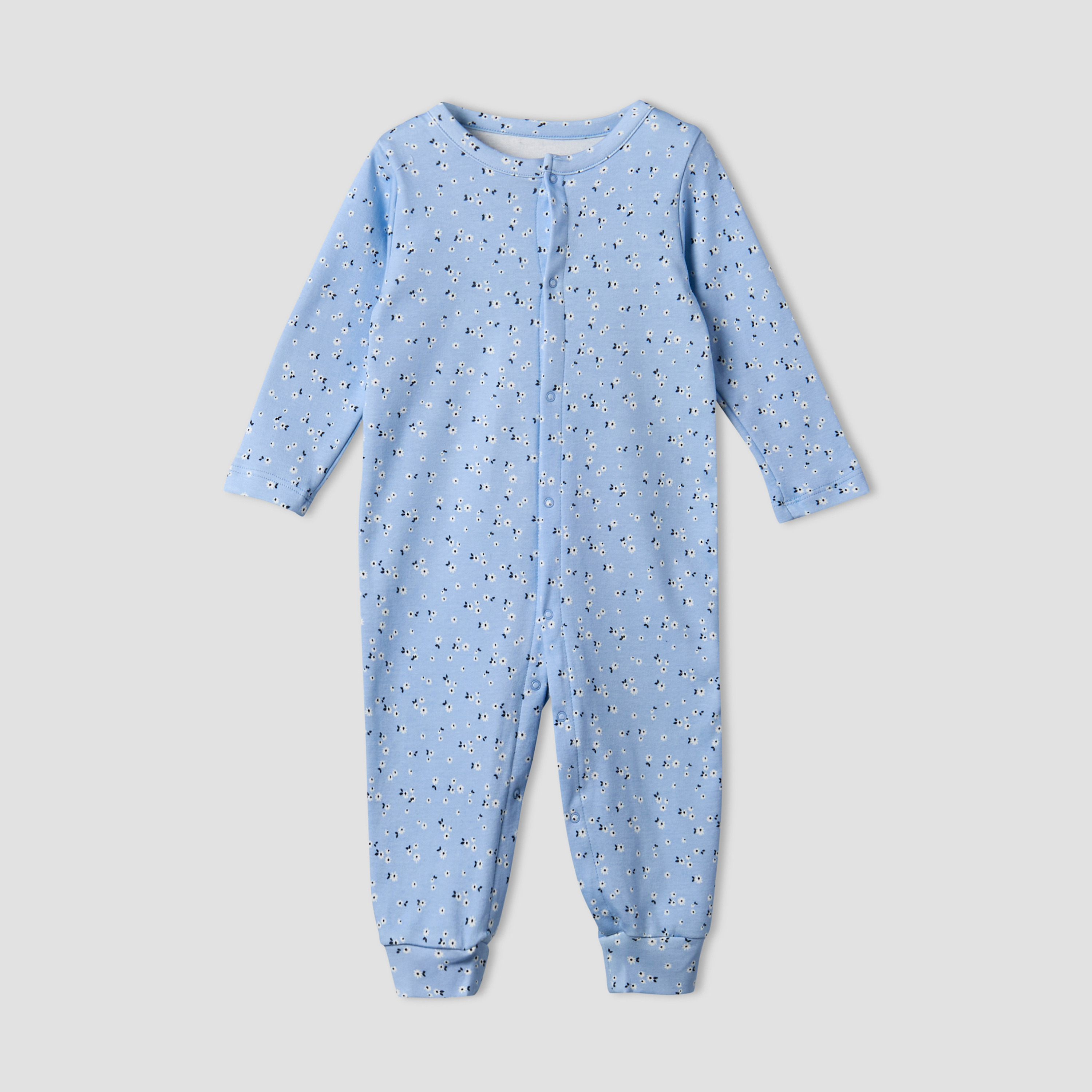 Pack of 3 Juniors Cotton Round Neck Long Sleeves Sleepsuit with Floral Print-baby-girls-clothing-nightwear-sleepsuits-image-4