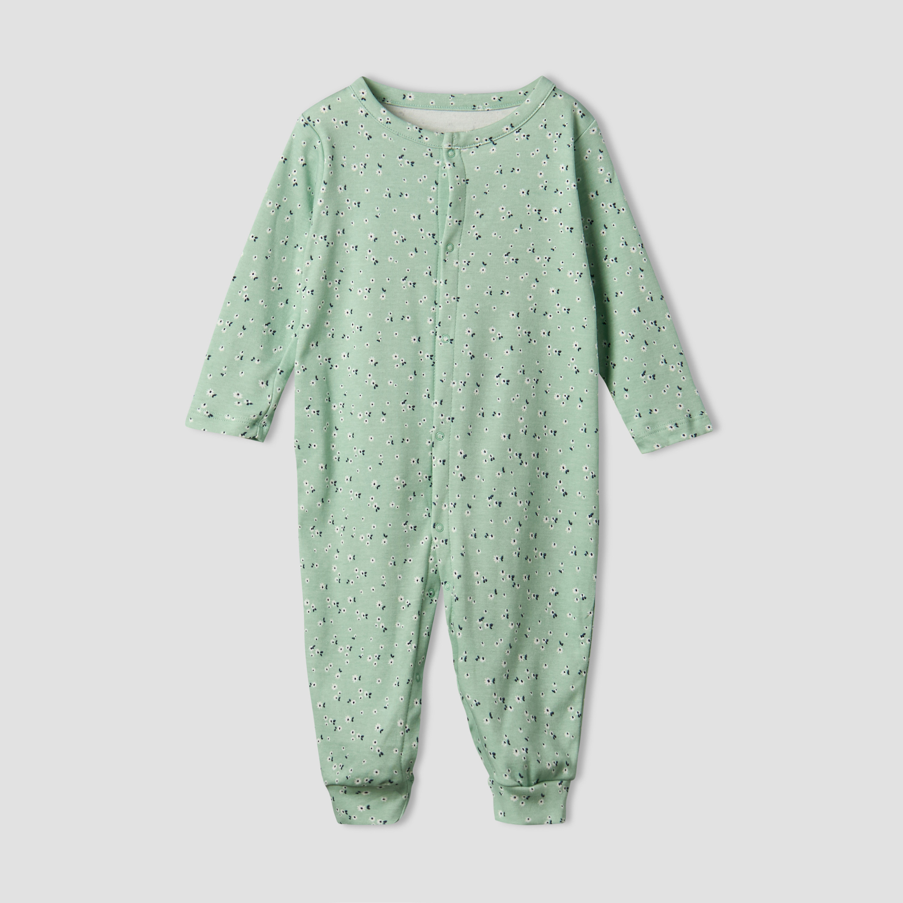 Pack of 3 Juniors Cotton Round Neck Long Sleeves Sleepsuit with Floral Print-baby-girls-clothing-nightwear-sleepsuits-image-5