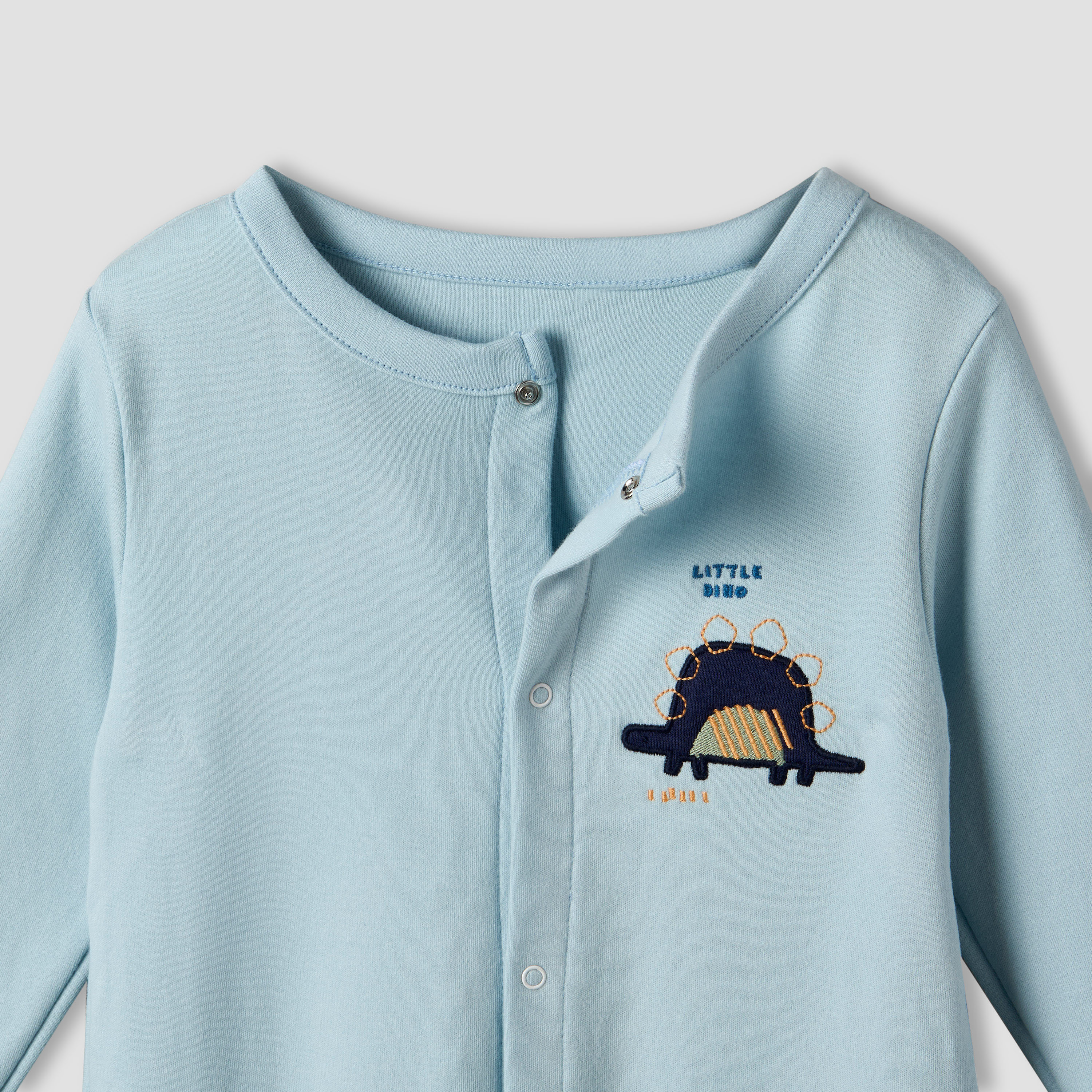 Pack of 3 Juniors Cotton Round Neck Long Sleeves Sleepsuit with Dinosaur Print-baby-boys-clothing-nightwear-sleepsuits-image-6