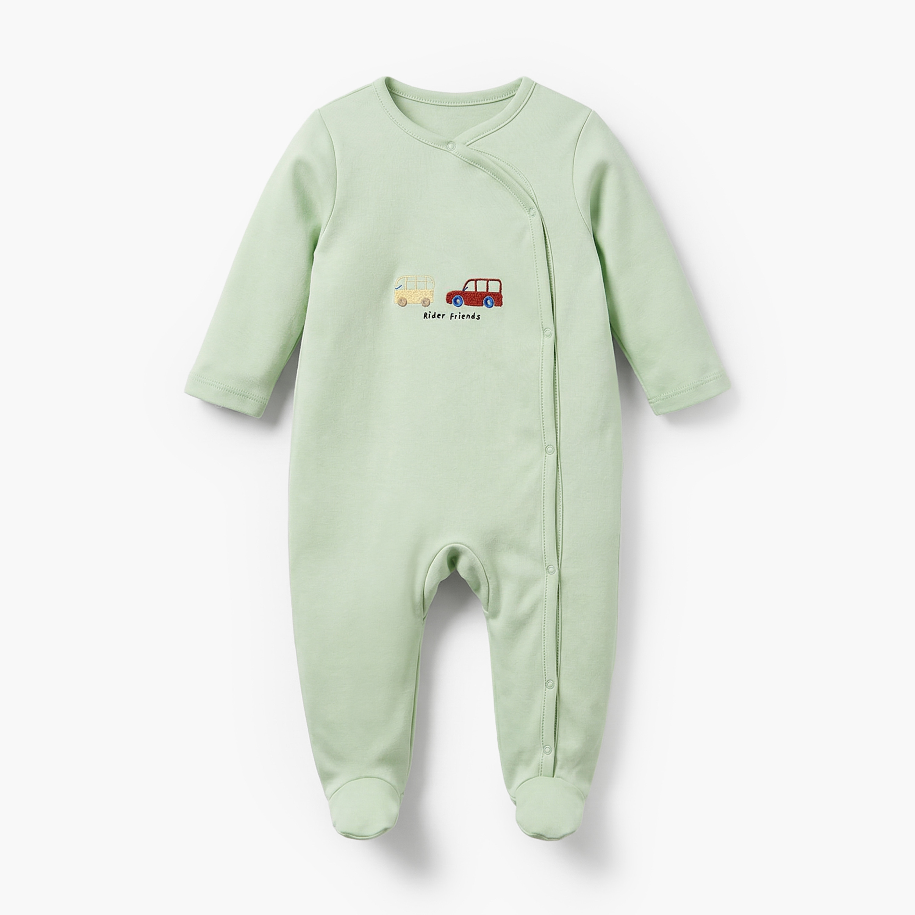 Pack of 3 Juniors Cotton Crew Neck Long Sleeves Sleepsuit with Car Print-baby-boys-clothing-nightwear-sleepsuits-image-4