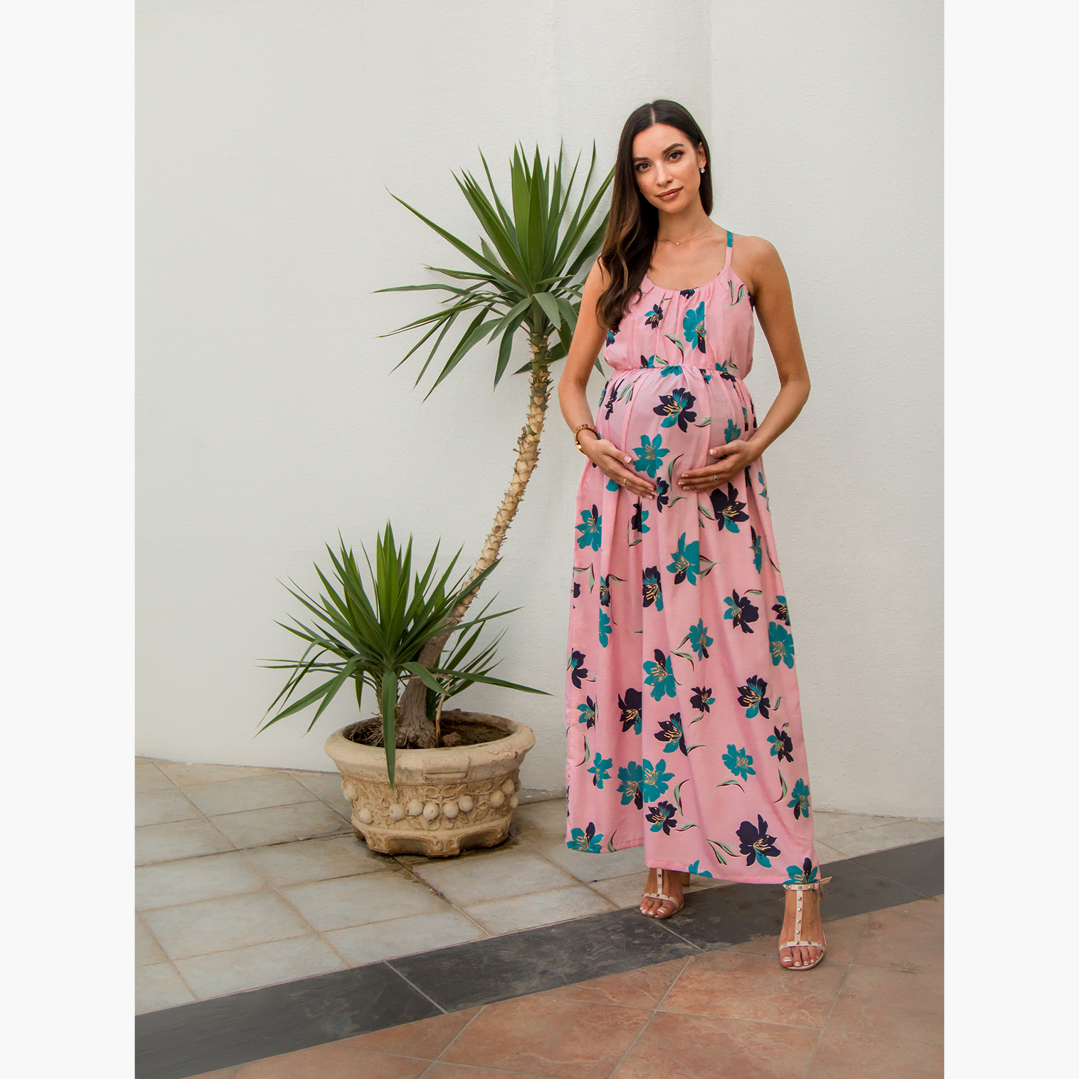 Buy Blush Floral Printed Maxi Dress Online Mothercare Bahrain