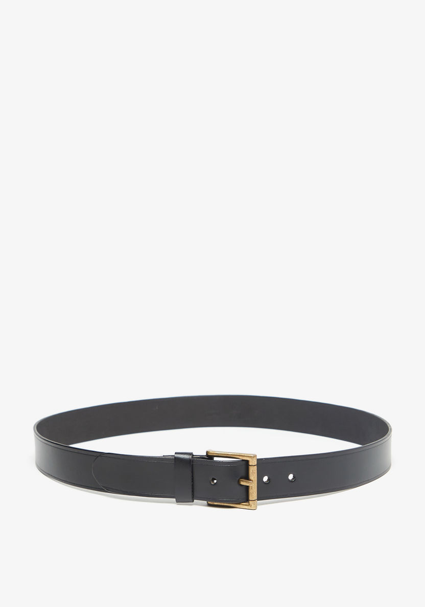 Solid Belt with Pin Buckle Closure-Men%27s Belts-image-0