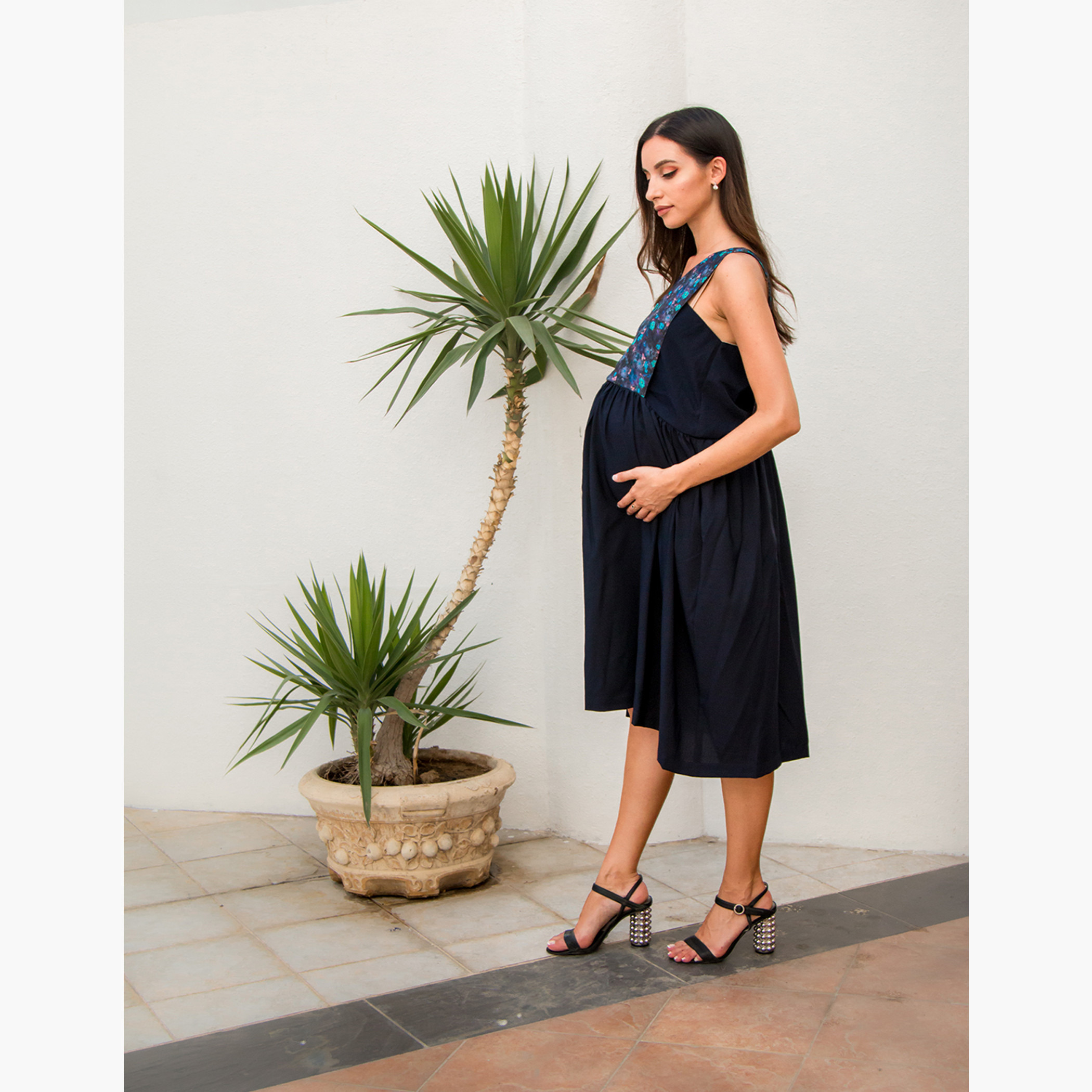 Blush Maternity Printed Overlap Sleeveless Dress-baby-maternalcare-maternitywear-image-3
