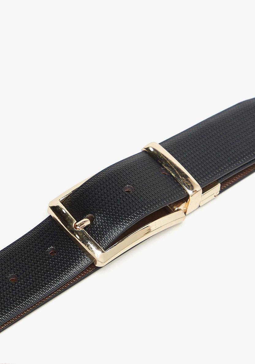 Solid Belt with Pin Buckle Closure-Men%27s Belts-image-1
