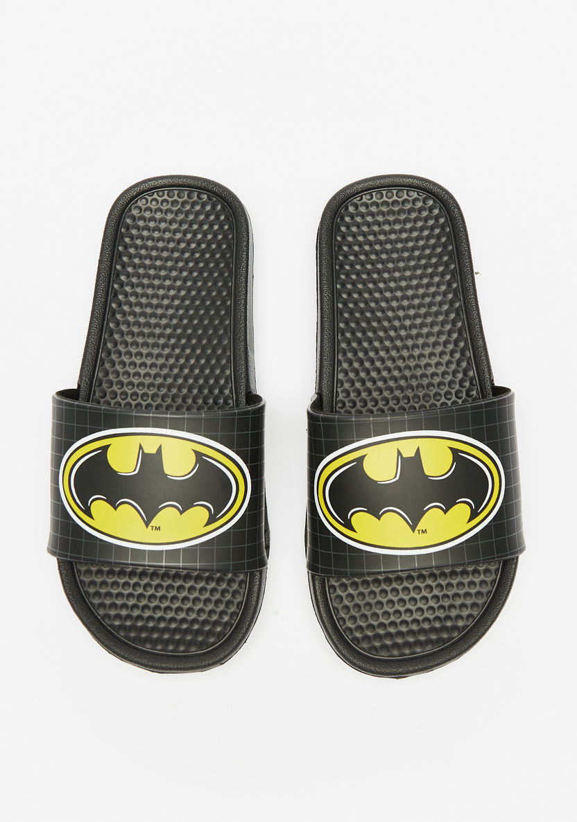 Batman Print Slide Slippers-Boy%27s Flip Flops & Beach Slippers-image-0