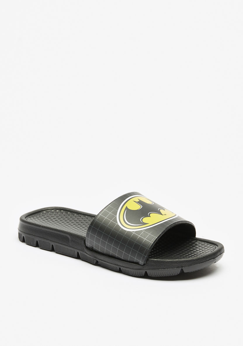 Batman Print Slide Slippers-Boy%27s Flip Flops & Beach Slippers-image-1