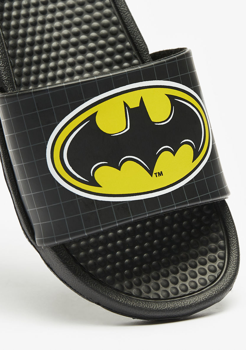Batman Print Slide Slippers-Boy%27s Flip Flops & Beach Slippers-image-3