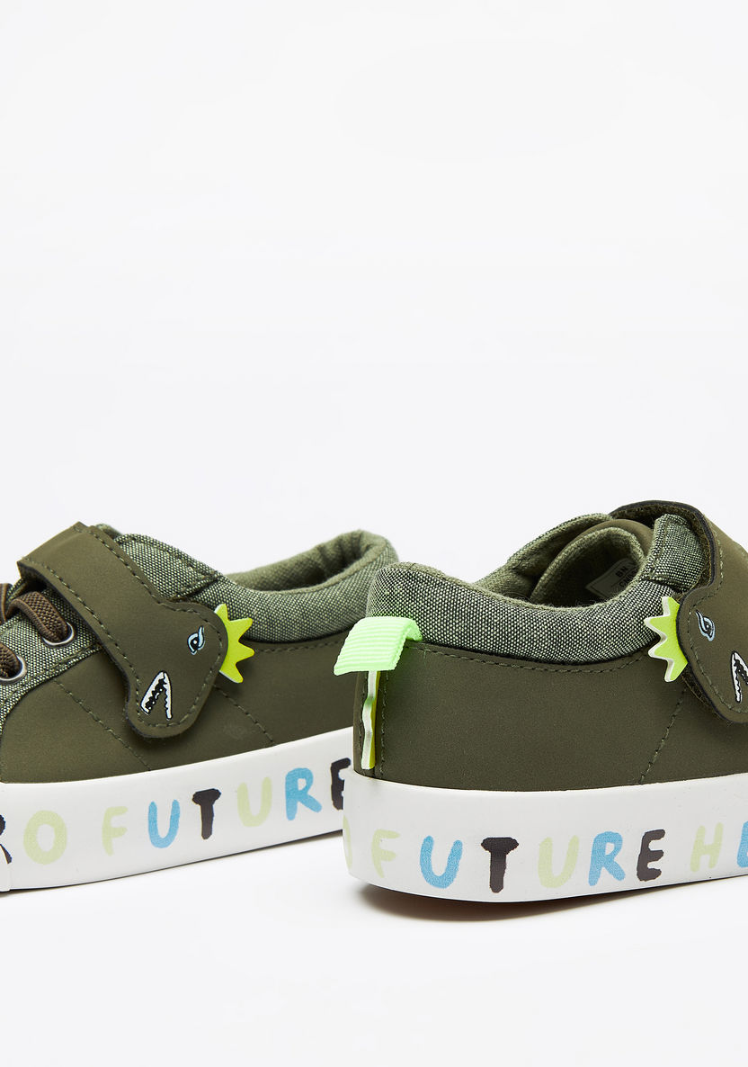 Juniors Dinosaur Applique Canvas Shoes with Hook and Loop Closure-Boy%27s Casual Shoes-image-2