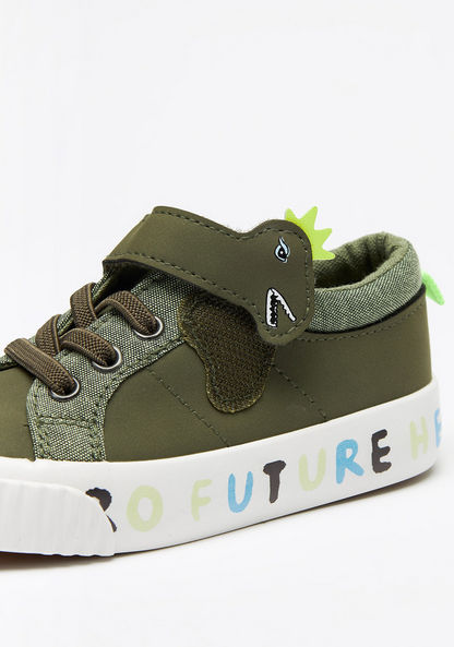 Juniors Dinosaur Applique Canvas Shoes with Hook and Loop Closure