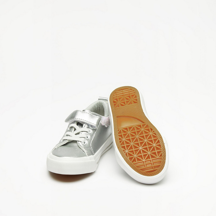 Juniors Glitter Textured Sneakers with Hook and Loop Closure