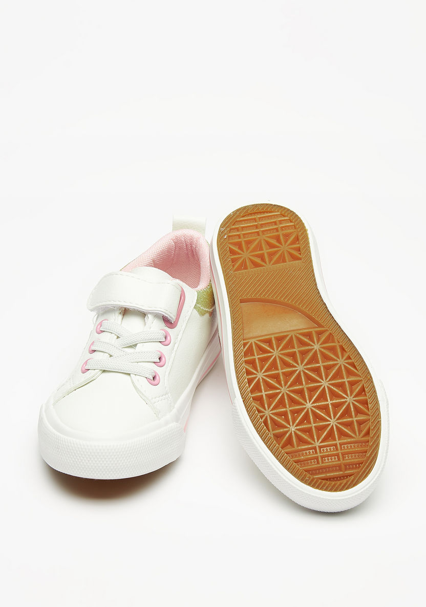 Juniors Glitter Textured Sneakers with Hook and Loop Closure-Girl%27s Sneakers-image-1