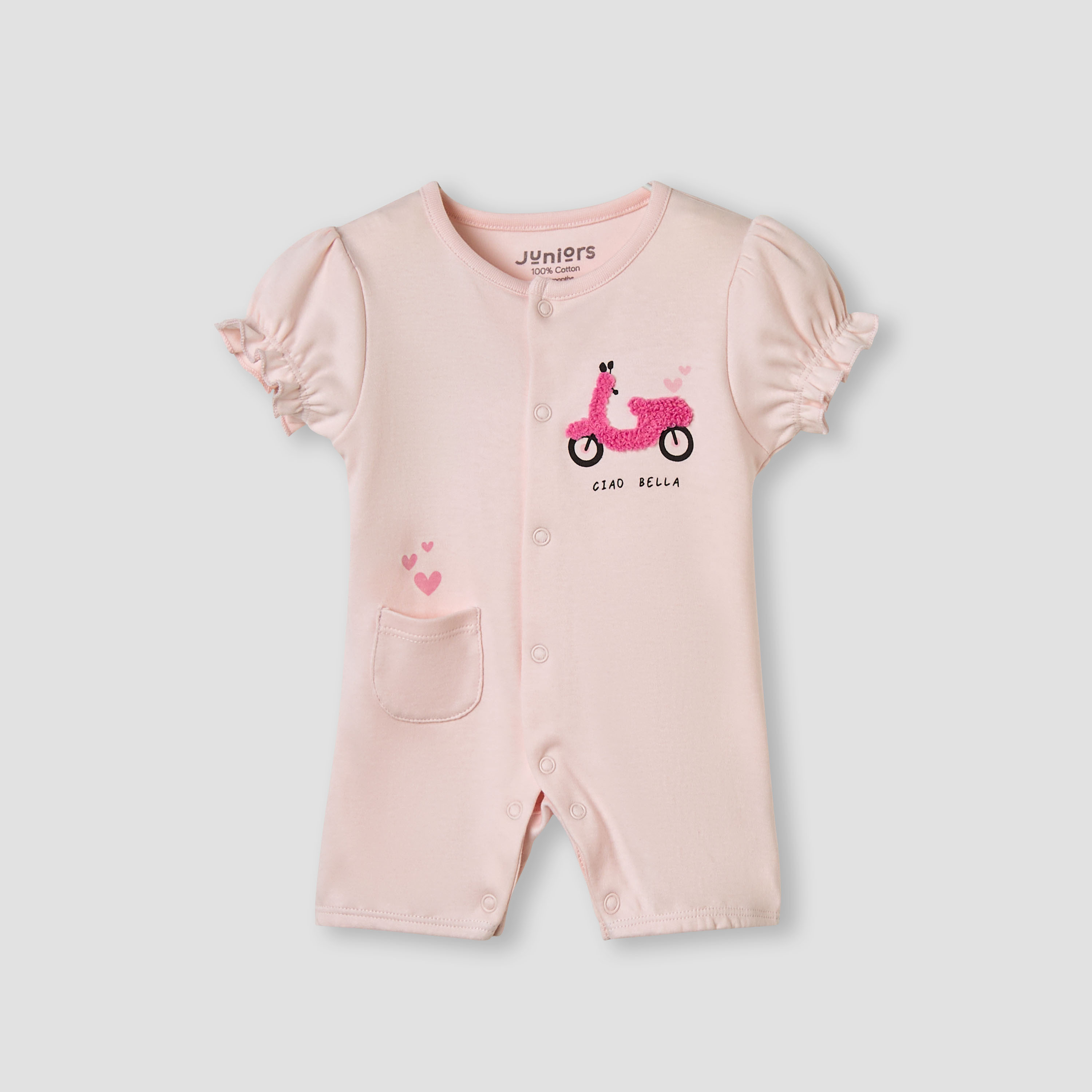 Juniors Scooter Applique Romper with Puff Sleeves-baby-girls-clothing-rompers-image-1